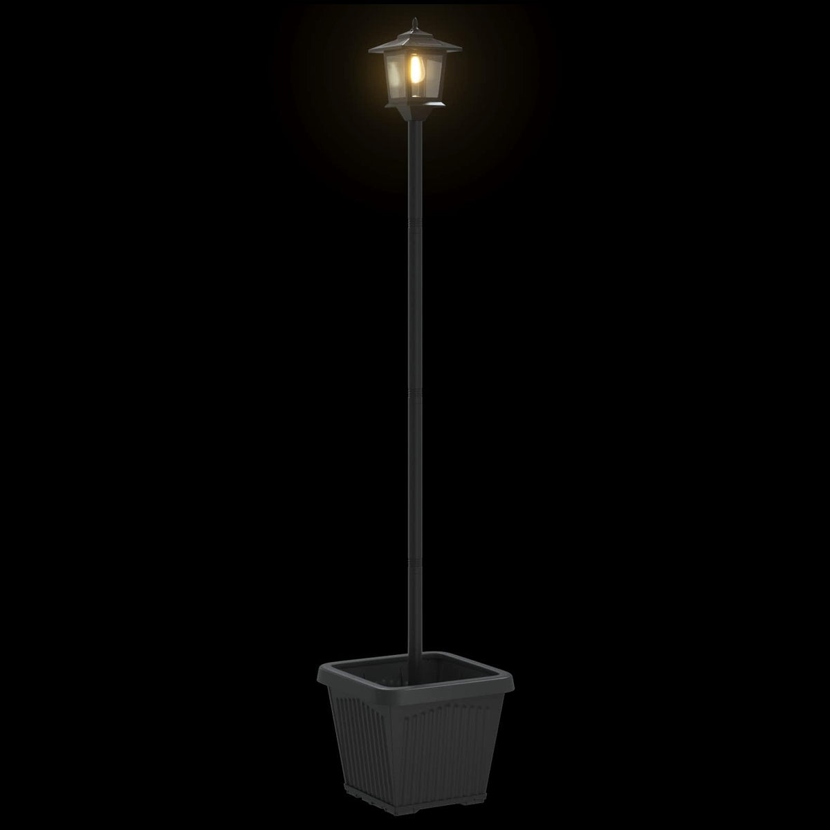 Solarna lampa s postoljem i saksijom Crna 32 x 32 x 158 cm