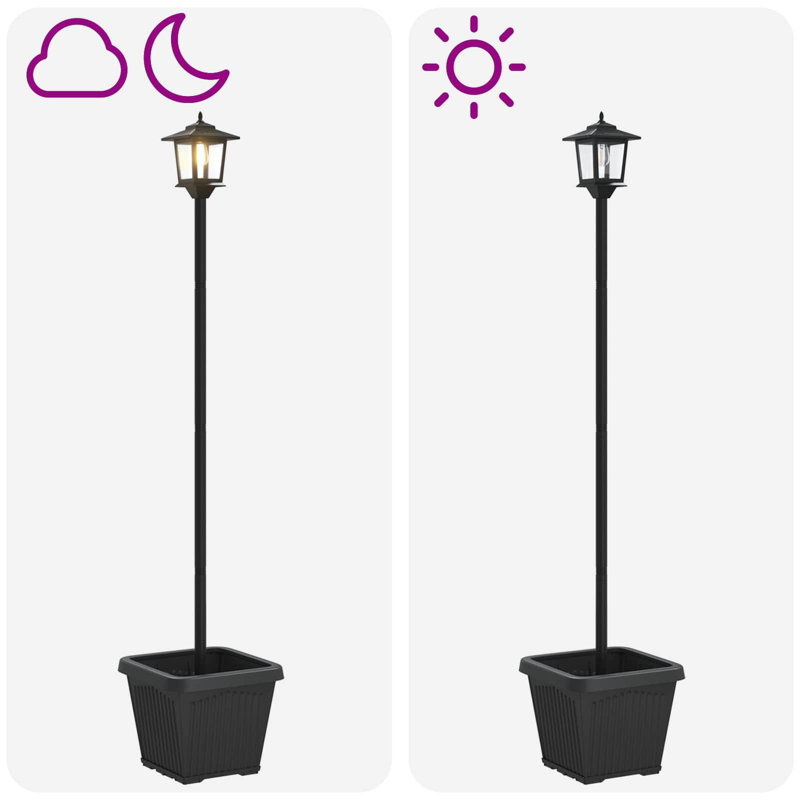 Solarna lampa s postoljem i saksijom Crna 32 x 32 x 158 cm