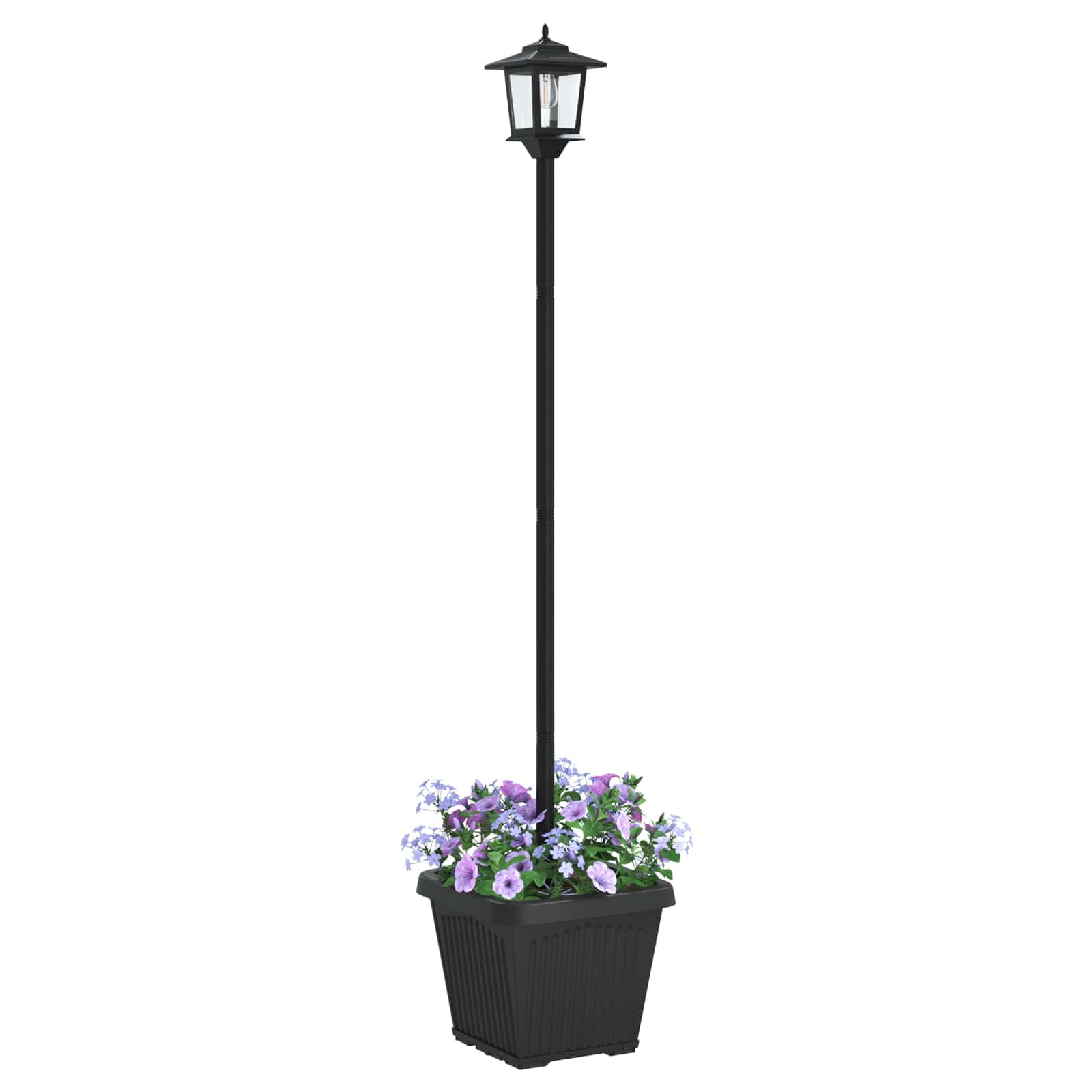 Solarna lampa s postoljem i saksijom Crna 32 x 32 x 158 cm