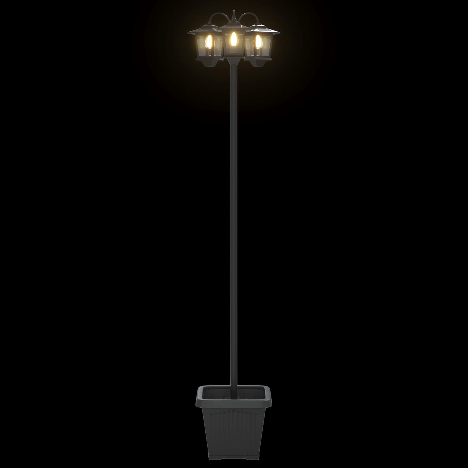 Lampion sa 3 glave s posadnikom Crna 32 x 32 x 188 cm