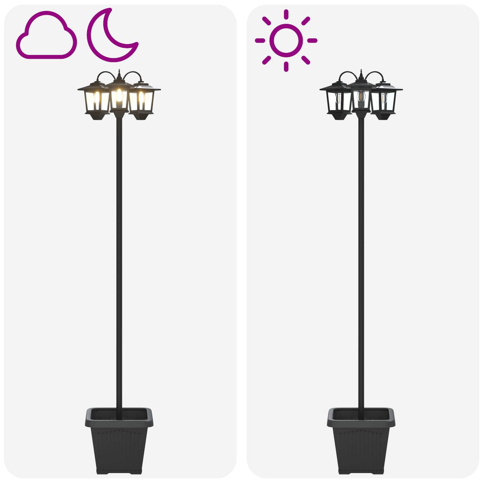 Lampion sa 3 glave s posadnikom Crna 32 x 32 x 188 cm