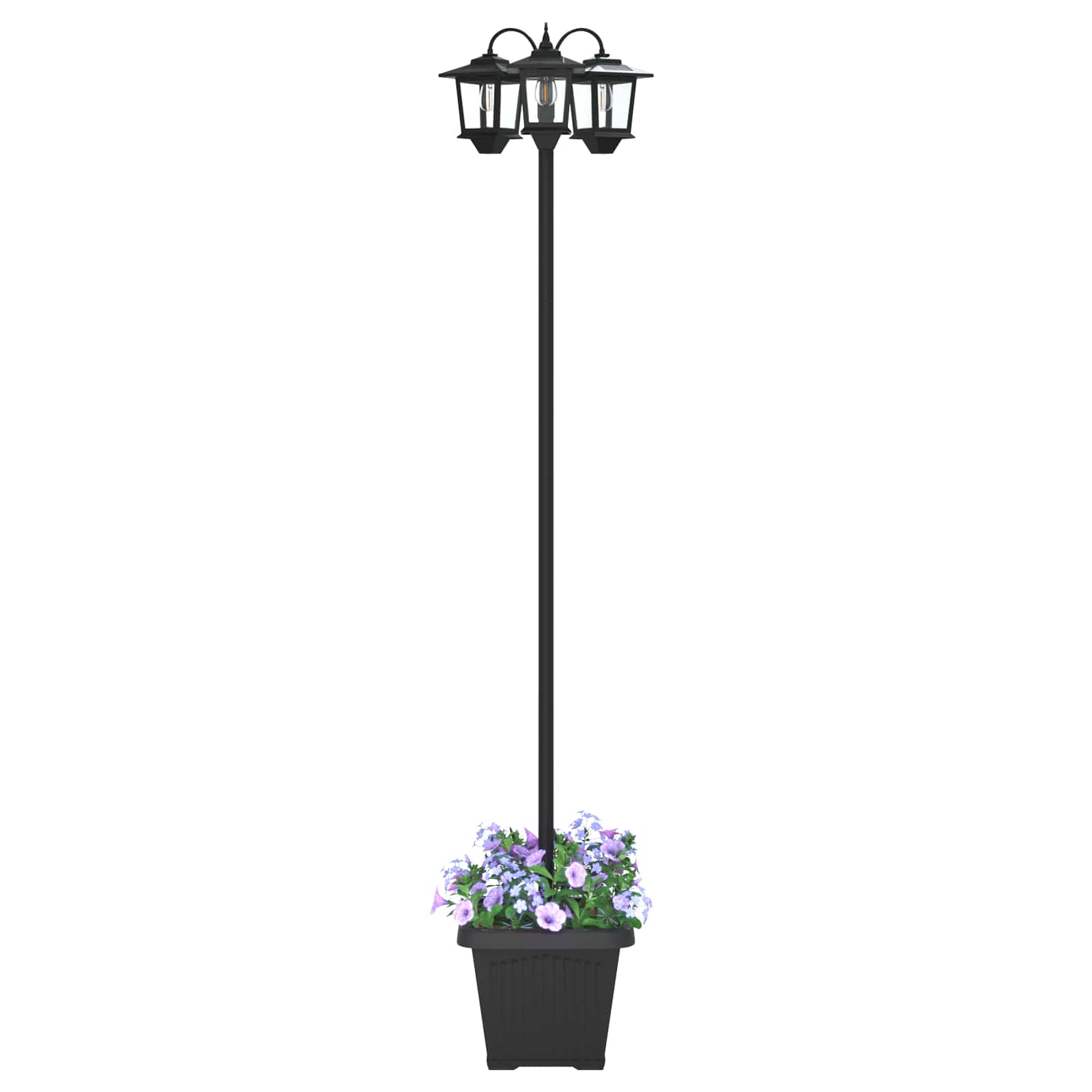 Lampion sa 3 glave s posadnikom Crna 32 x 32 x 188 cm