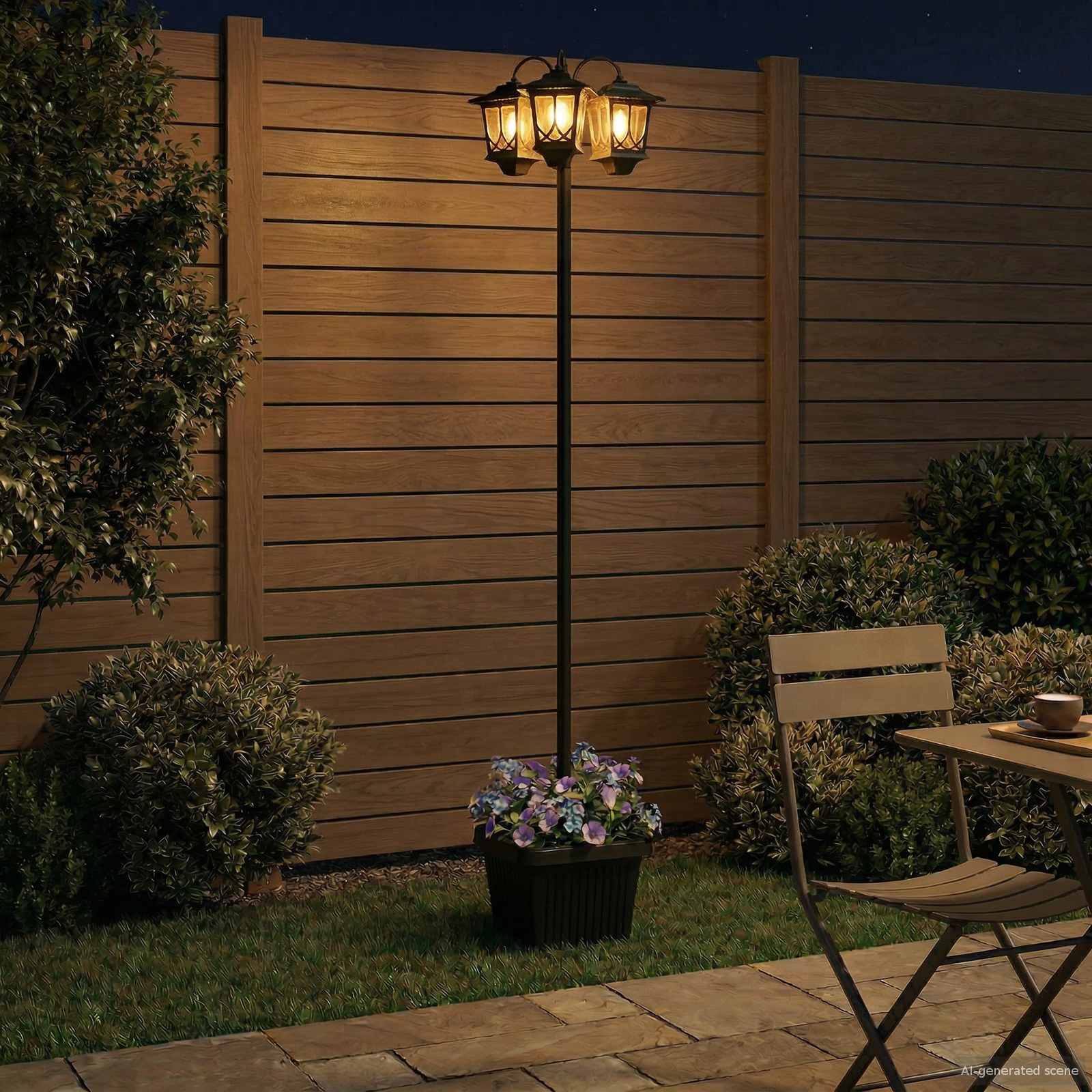 Lampa sa tri glave Crna 32 x 32 x 188 cm Aluminij i ABS