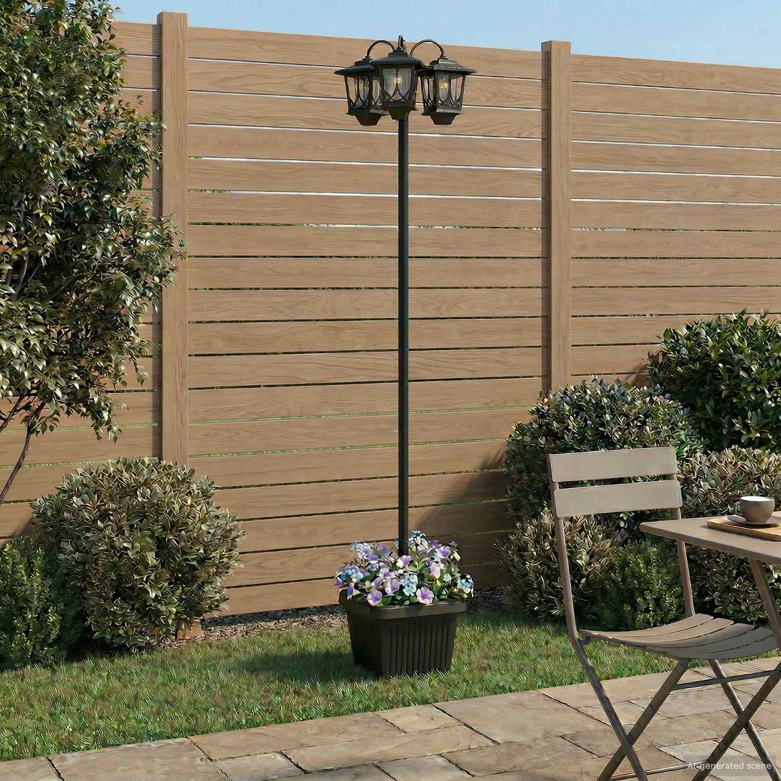 Lampa sa tri glave Crna 32 x 32 x 188 cm Aluminij i ABS