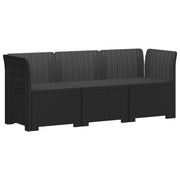 Sofa za vrt za 3 osobe s izgledom ratana PP Antracit