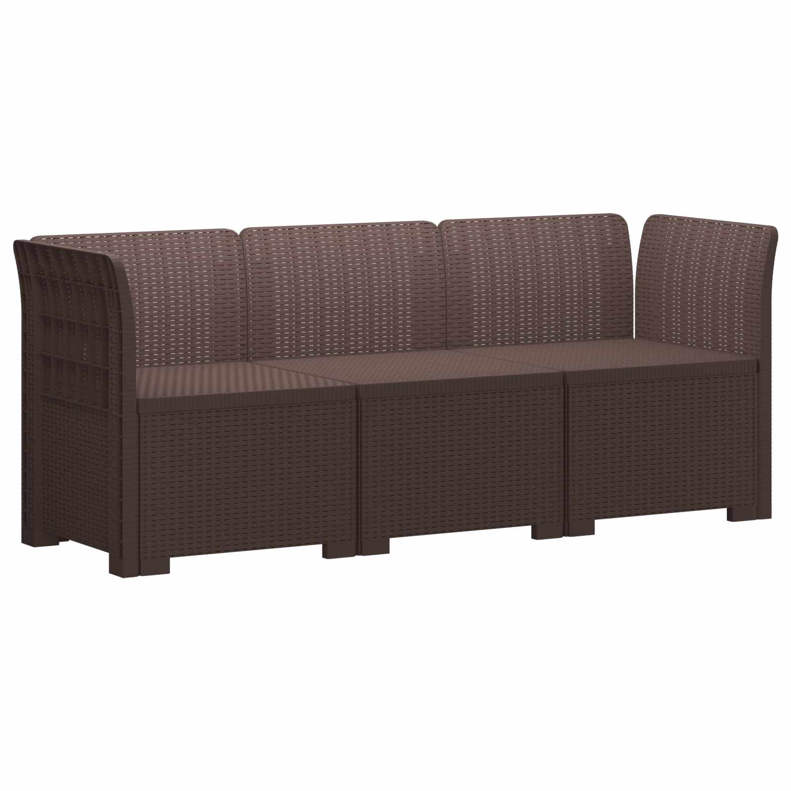 Sofa za vrt za 3 osobe sa izgledom rattan PP Smeđa