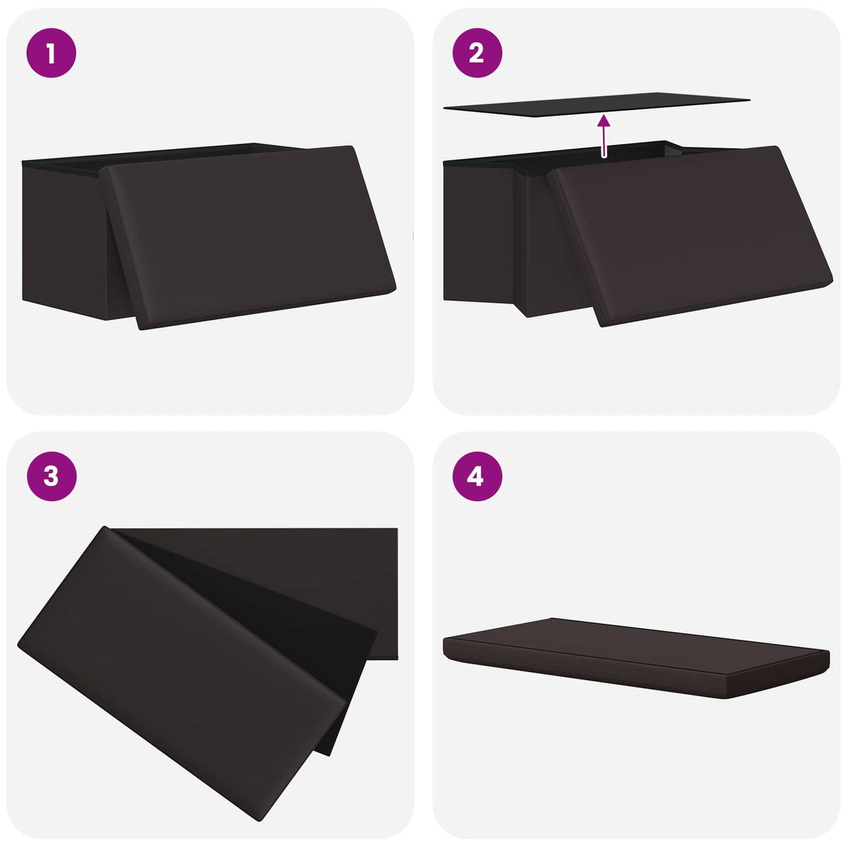 Sklopiva klupa za pohranu Smeđa 180 kg 80 L 77 x 38 x 38 cm PVC