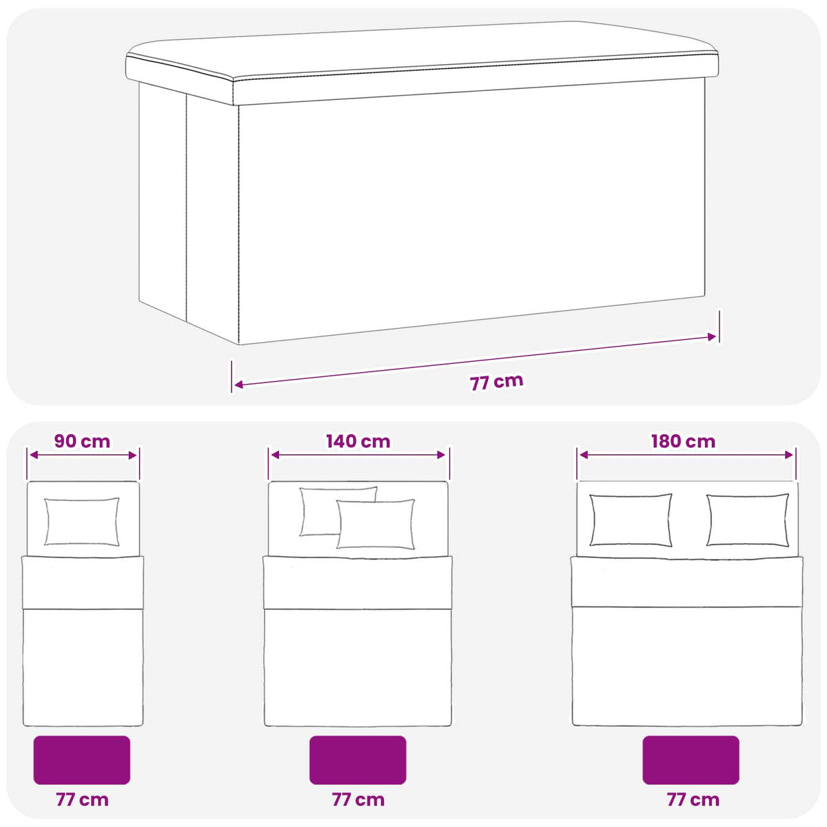 Sklopiva klupa za pohranu Smeđa 180 kg 80 L 77 x 38 x 38 cm PVC