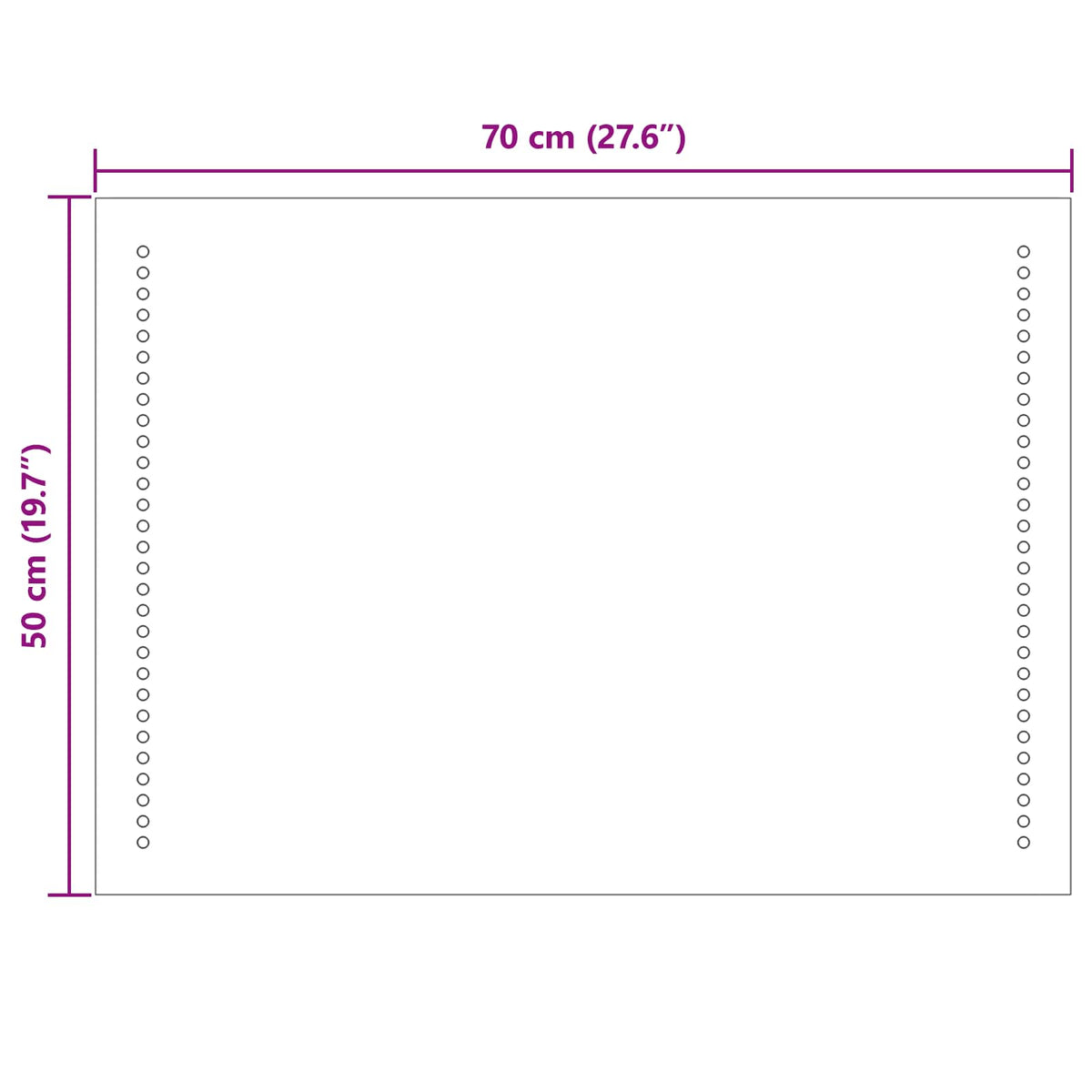 LED kupaonsko ogledalo *Transparent*an 70 x 50 cm Pravokutni