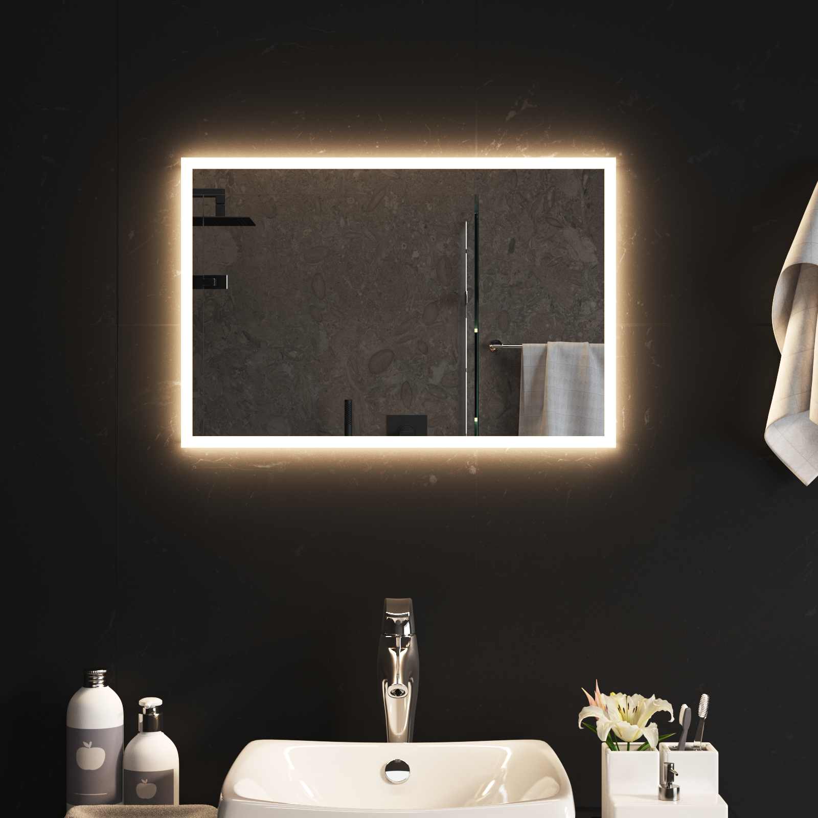 LED kupaonsko ogledalo s ogledalom *Transparent*an 60 x 40 cm