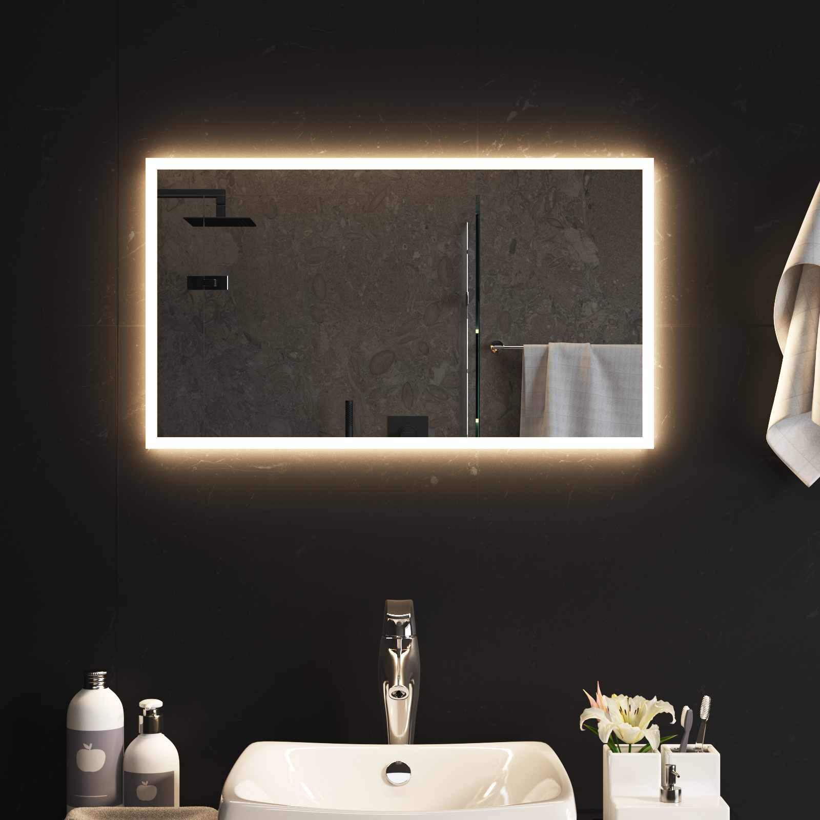 LED kupaonsko ogledalo s ogledalom *Transparent*an 70 x 40 cm