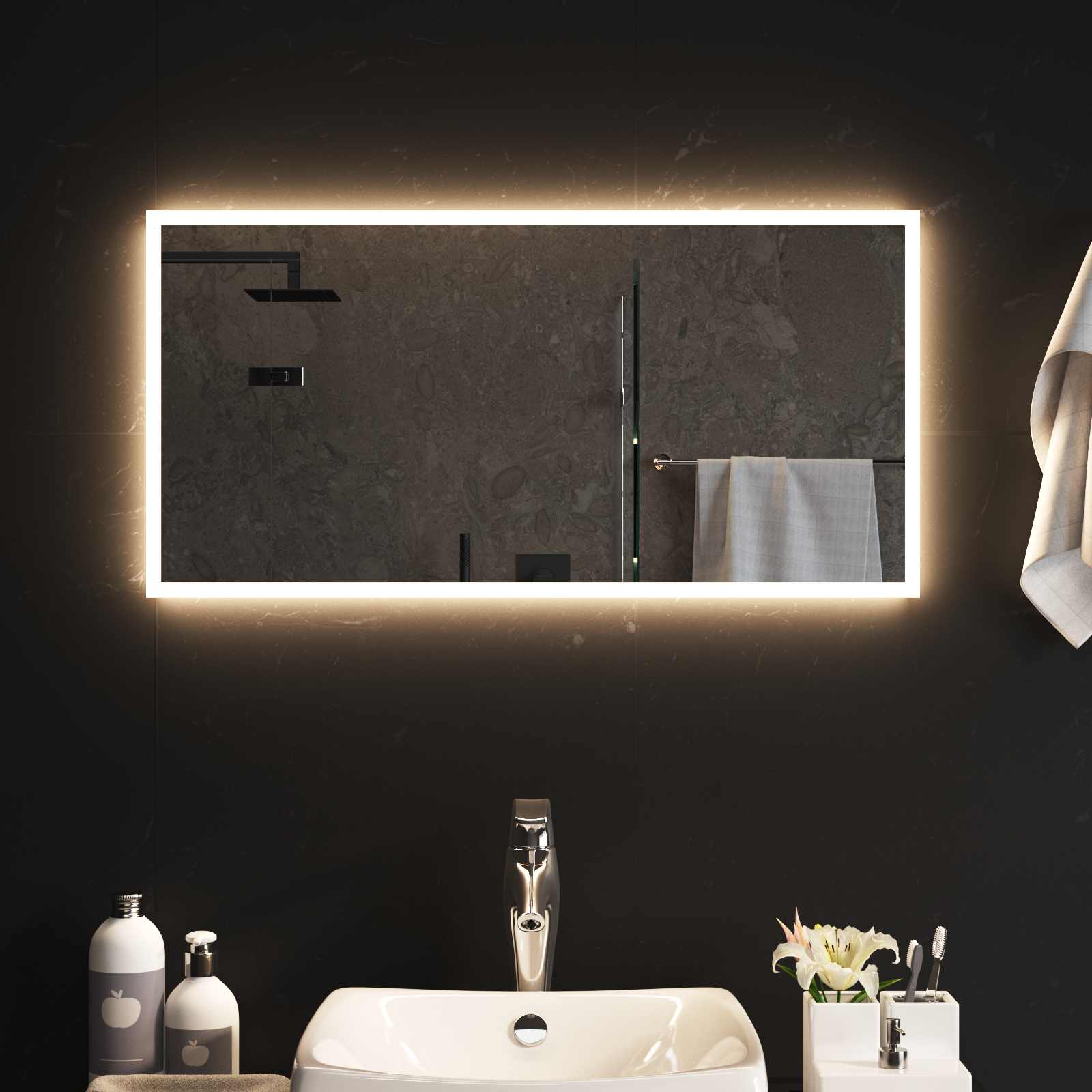 LED kupaonsko ogledalo s ogledalom *Transparent*an 80 x 40 cm