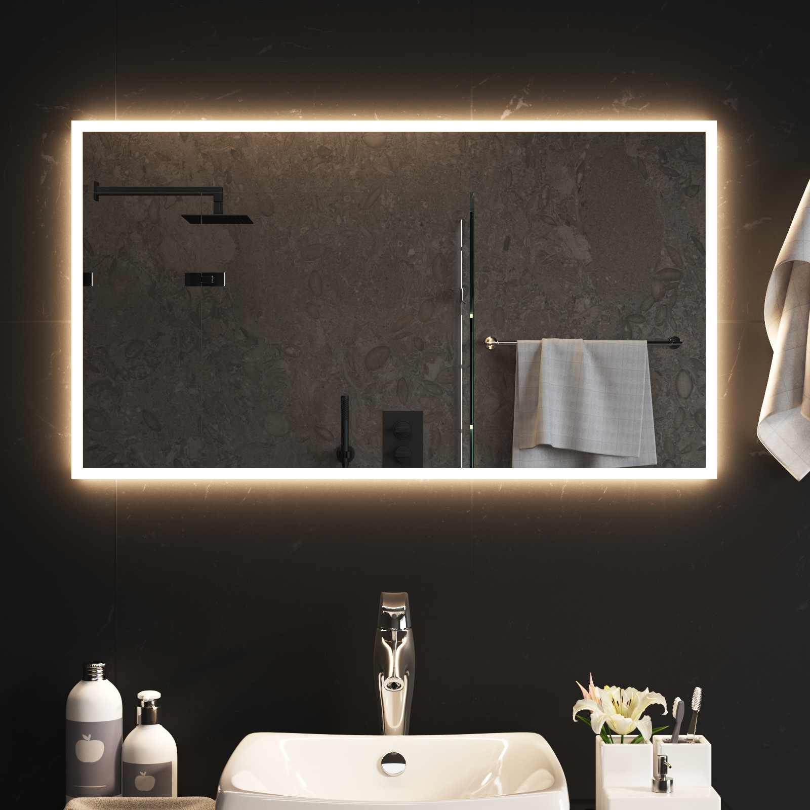 LED kupaonsko ogledalo s ogledalom *Transparent*an 90 x 50 cm