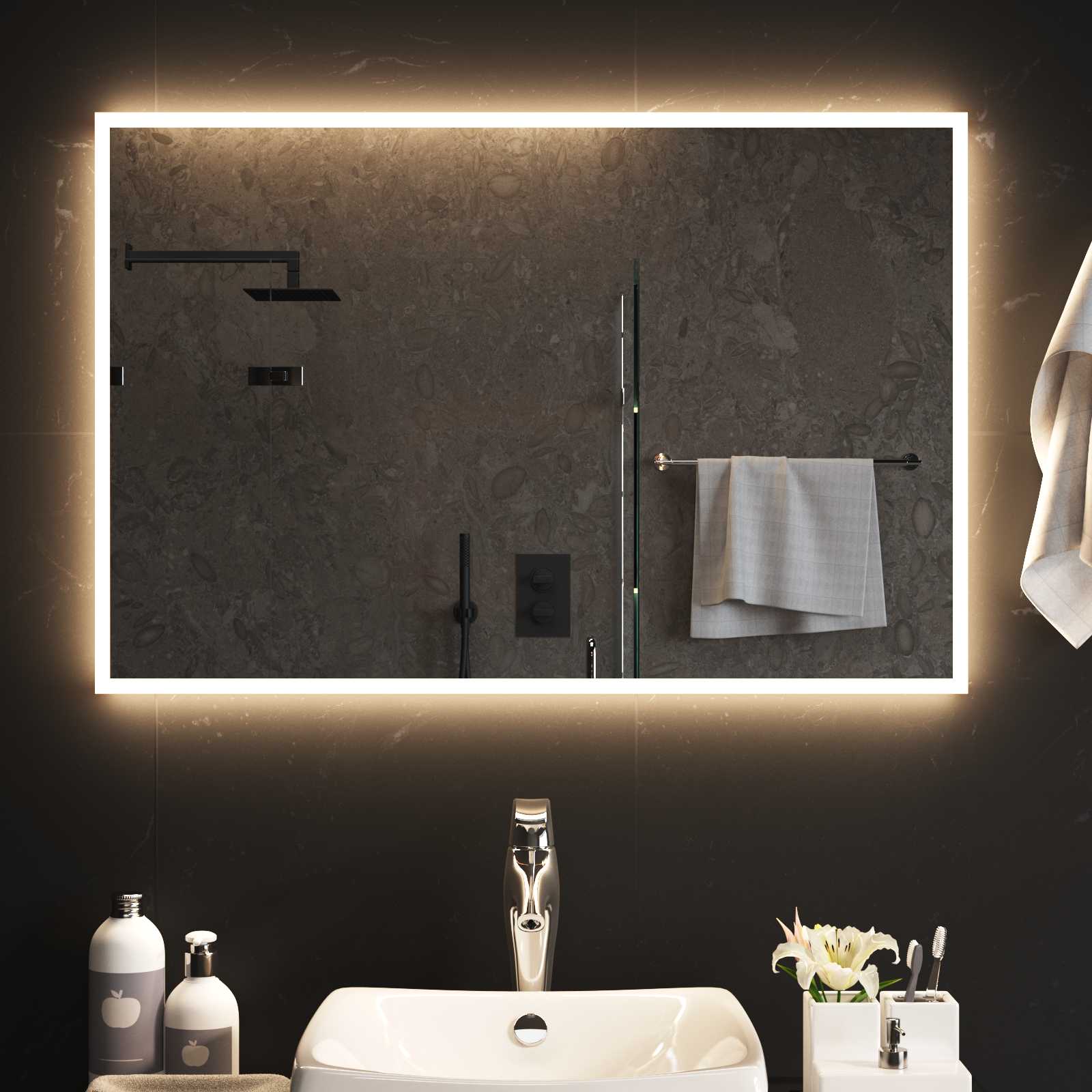 LED kupaonsko ogledalo s ogledalom *Transparent*an 90 x 60 cm