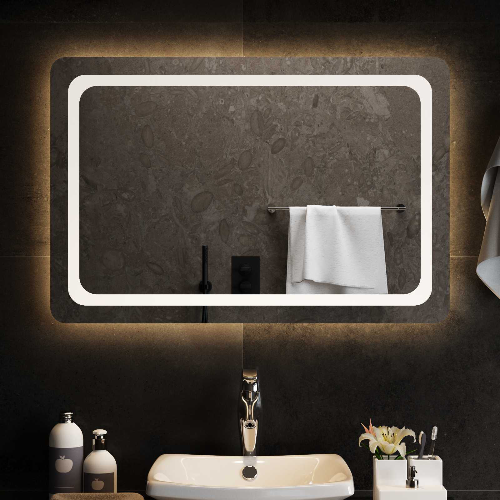 LED kupaonsko ogledalo s ogledalom *Transparent*an 90 x 60 cm
