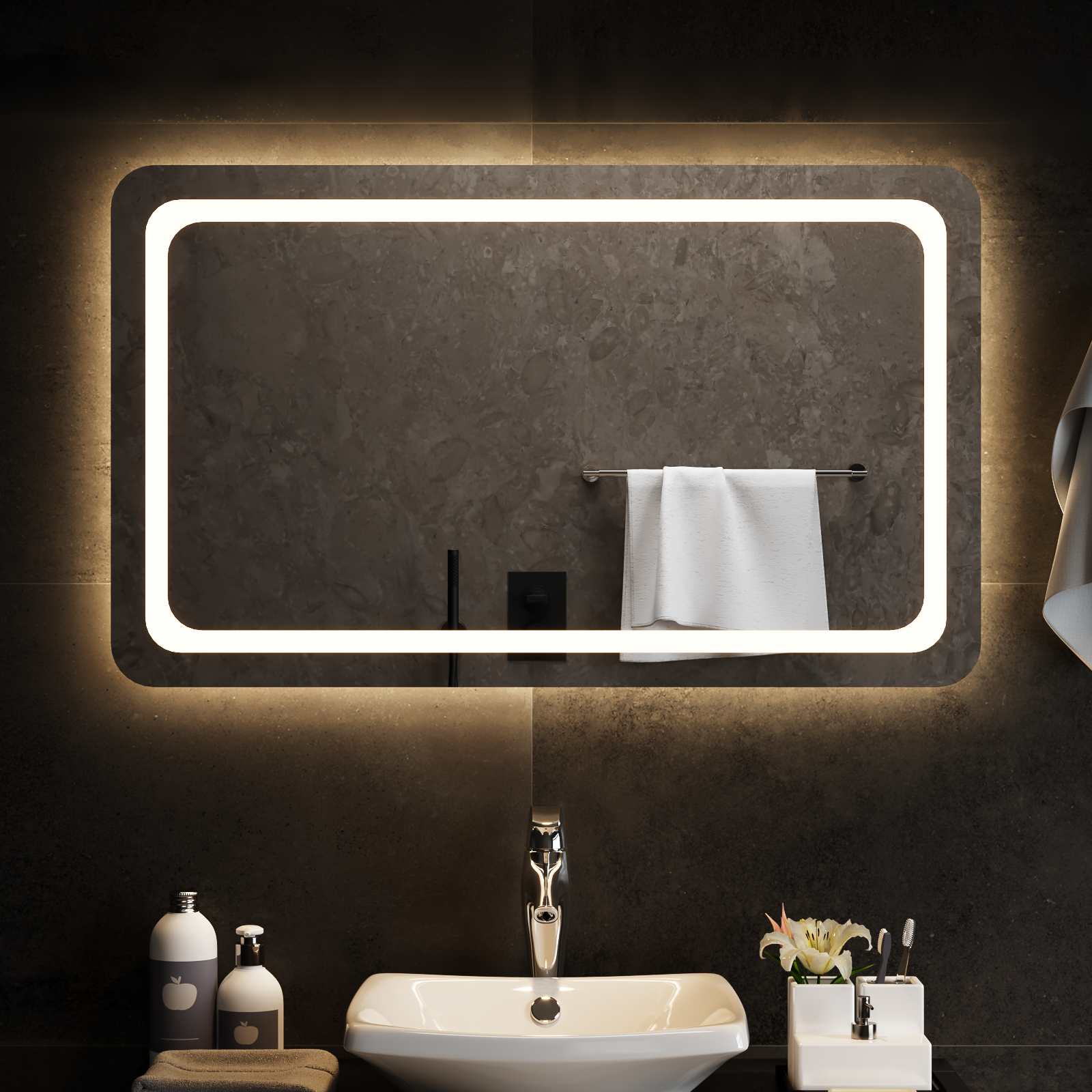 LED kupaonsko ogledalo s ogledalom *Transparent*an 100 x 60 cm