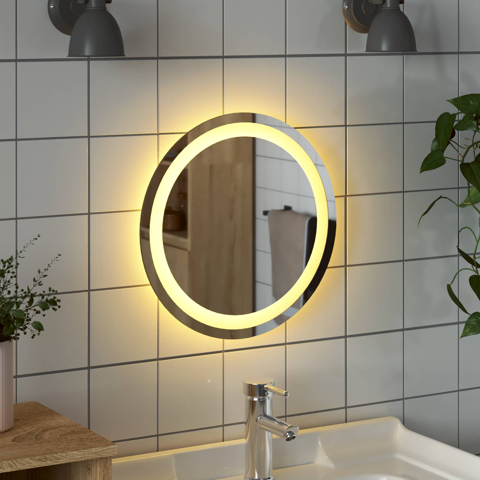 LED kupaonsko ogledalo s ogledalom *Transparent*an Ø 40 cm