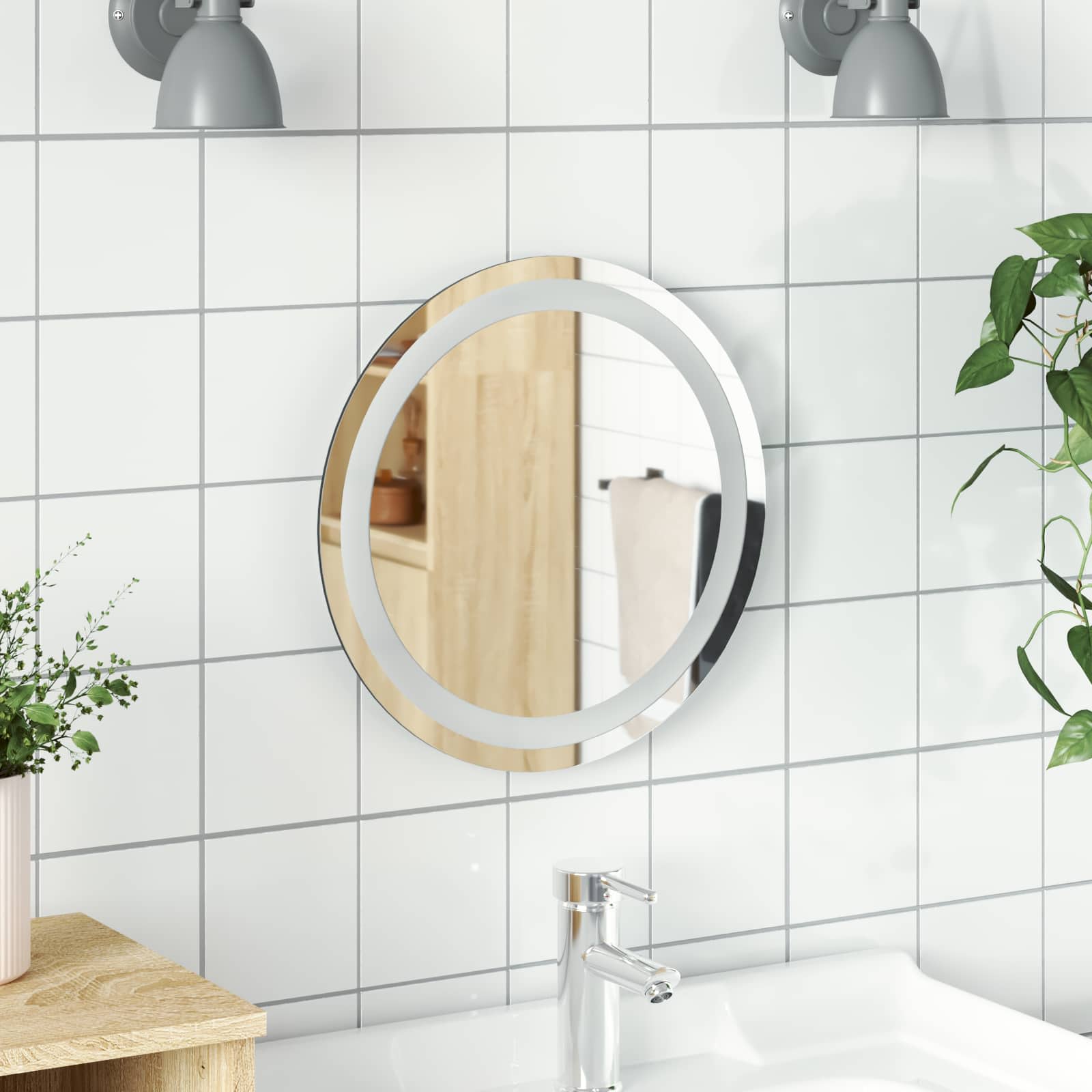 LED kupaonsko ogledalo s ogledalom *Transparent*an Ø 40 cm