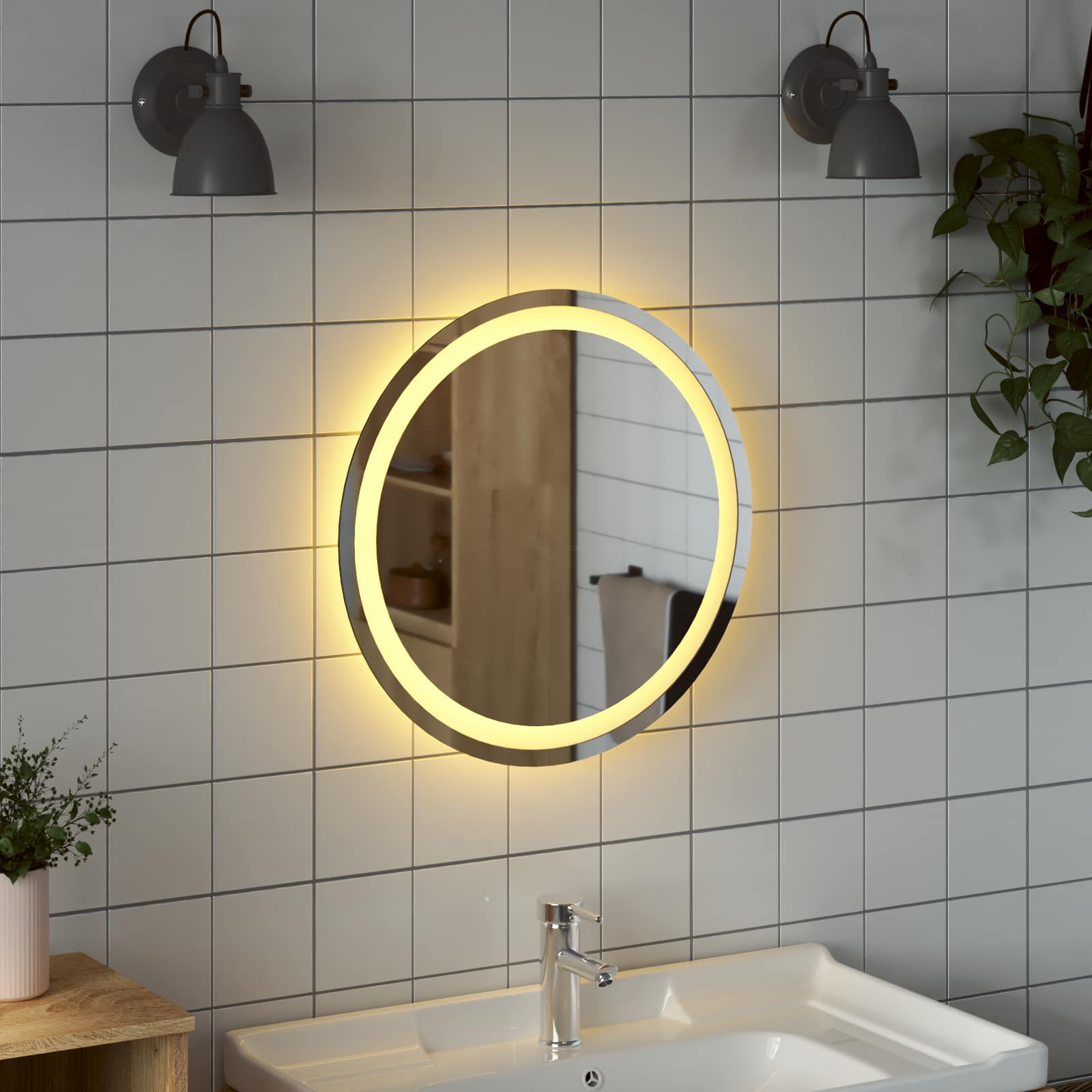 LED kupaonsko ogledalo s ogledalom *Transparent*an Ø 50 cm
