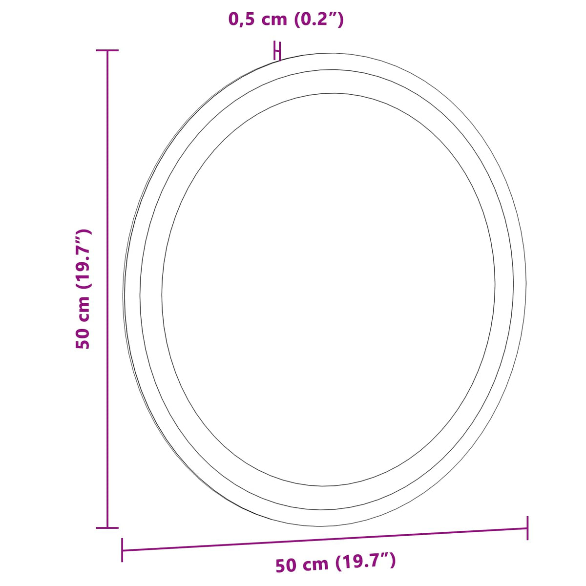 LED kupaonsko ogledalo s ogledalom *Transparent*an Ø 50 cm