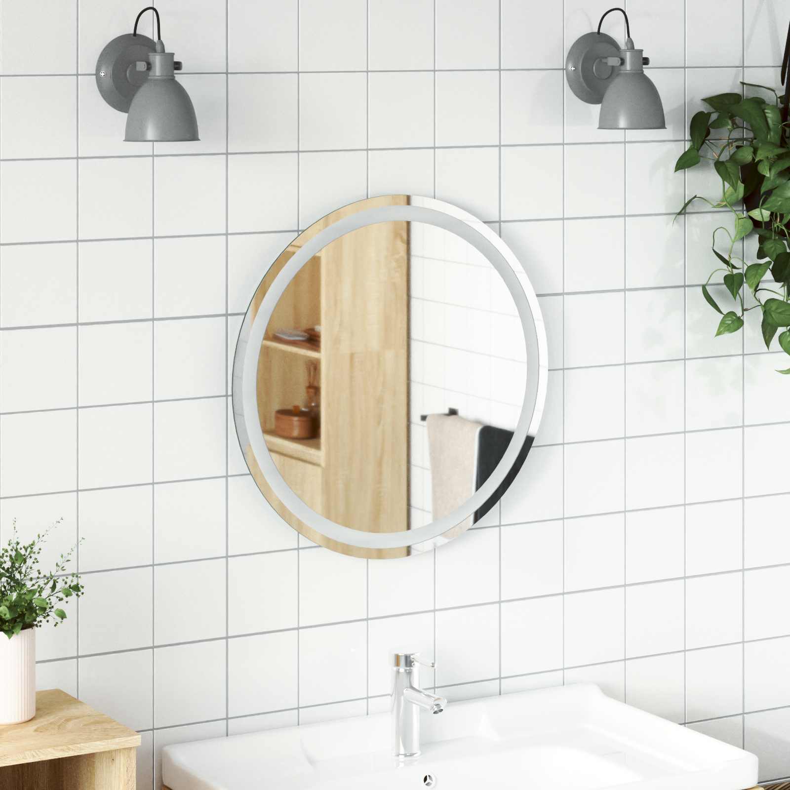 LED kupaonsko ogledalo s ogledalom *Transparent*an Ø 60 cm