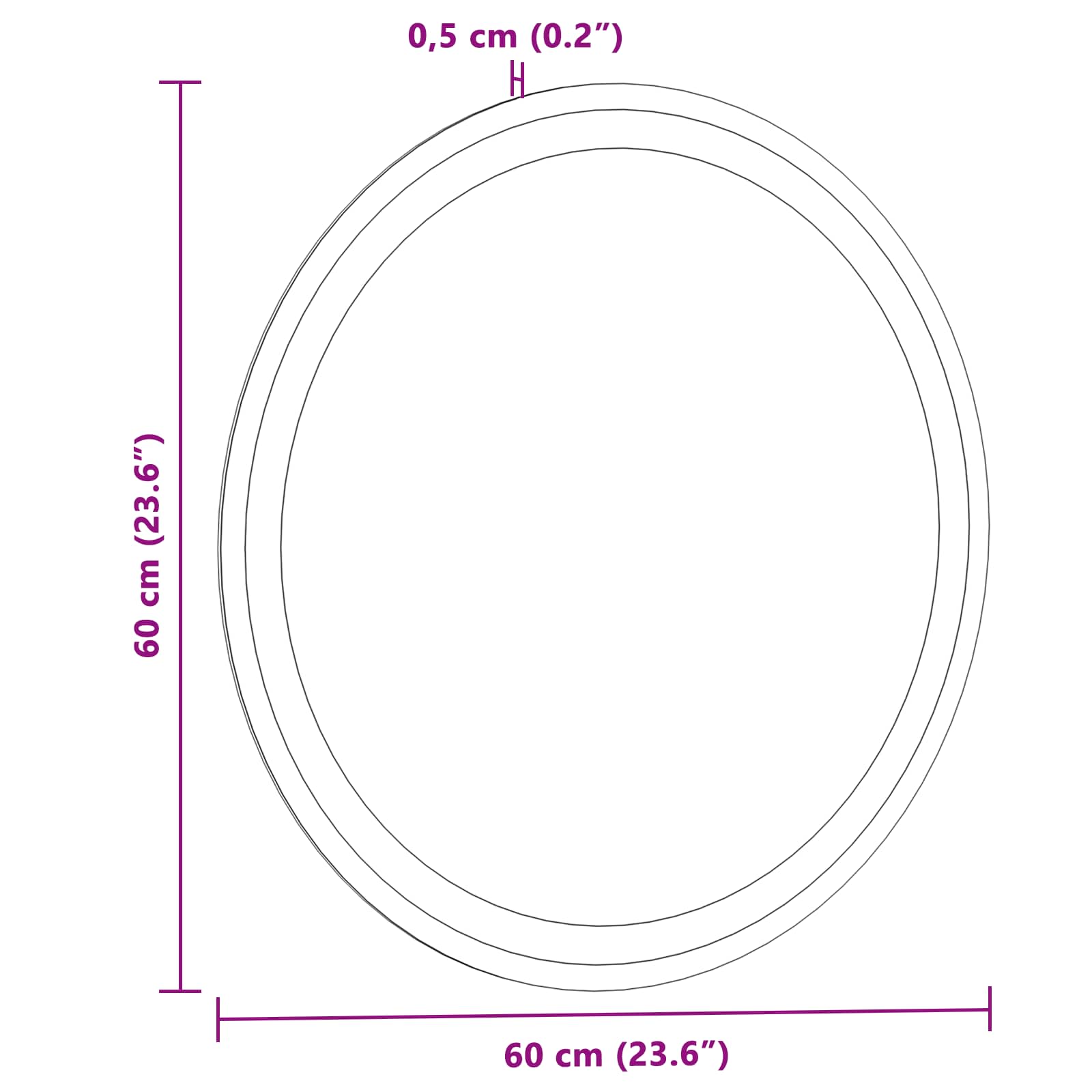 LED kupaonsko ogledalo s ogledalom *Transparent*an Ø 60 cm