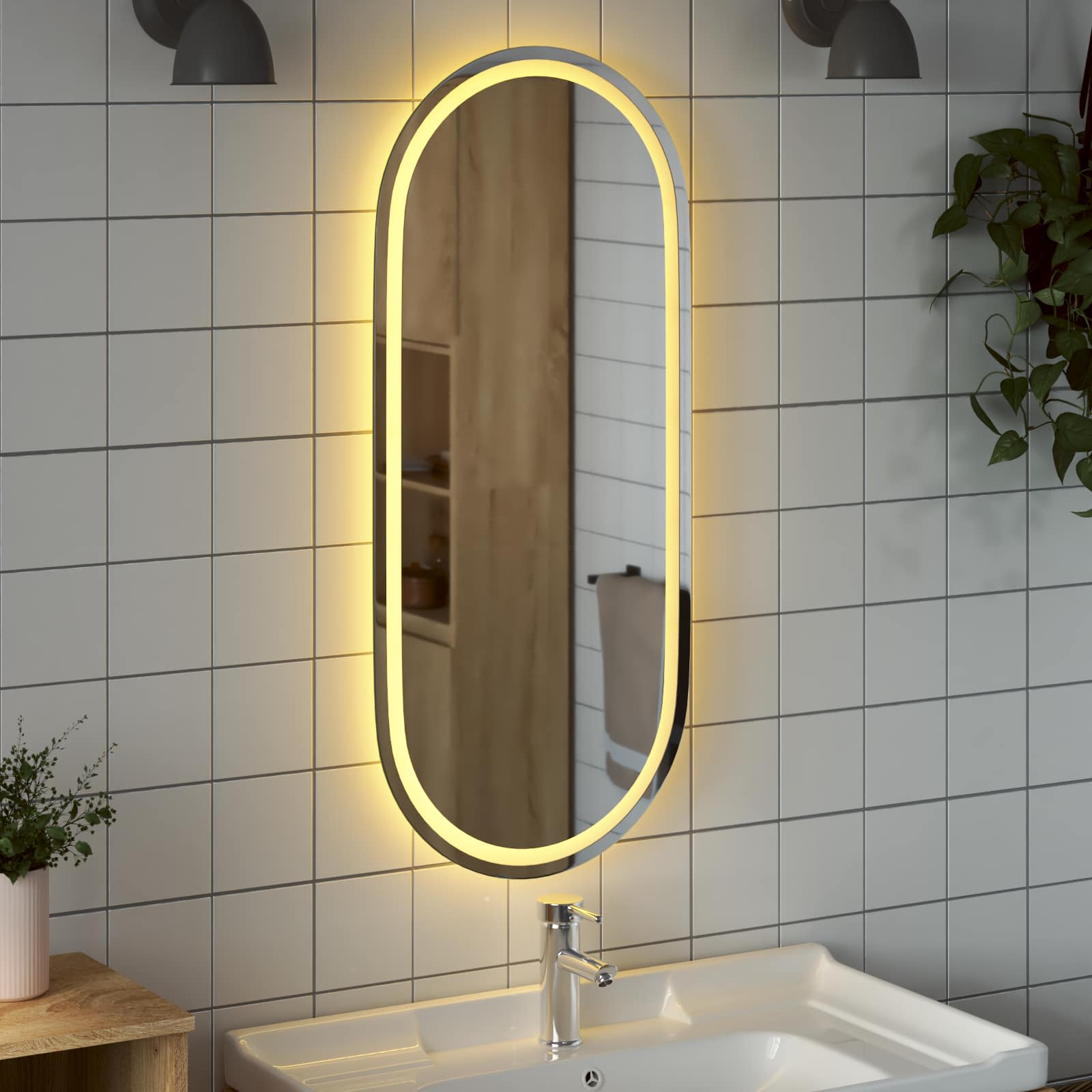 LED kupaonsko ogledalo s ogledalom *Transparent*an 100 x 45 cm