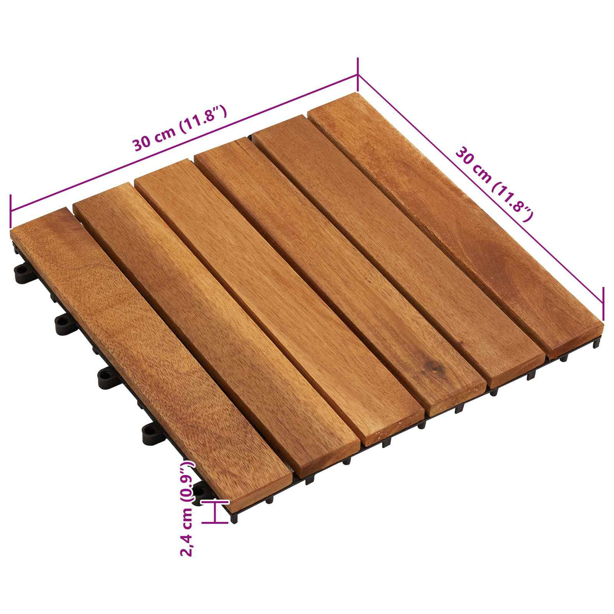 Pločice za decking 30 pcs Smeđa 30 x 30 cm Acacijsko drvo