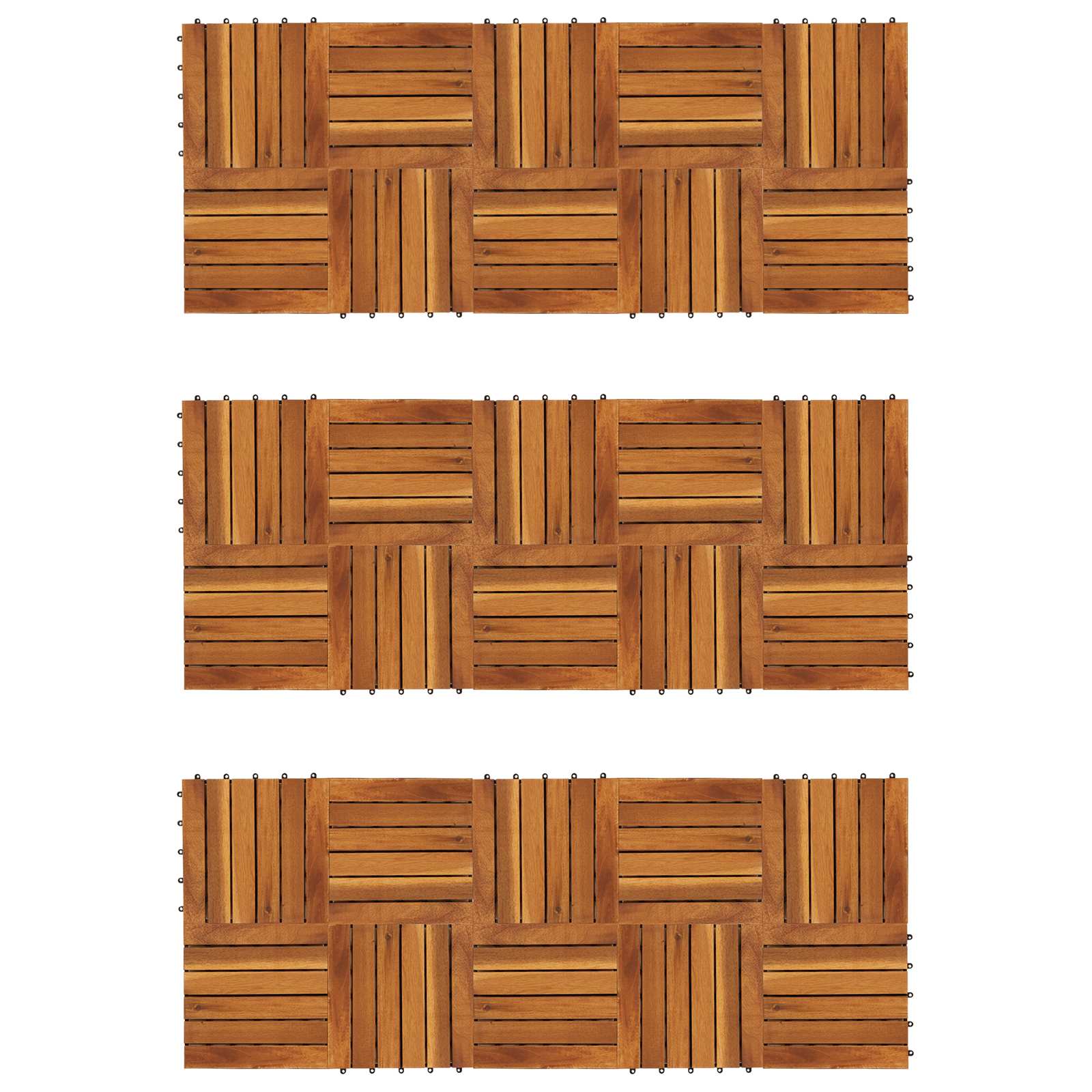 Pločice za decking 30 pcs Smeđa 30 x 30 cm Acacijsko drvo