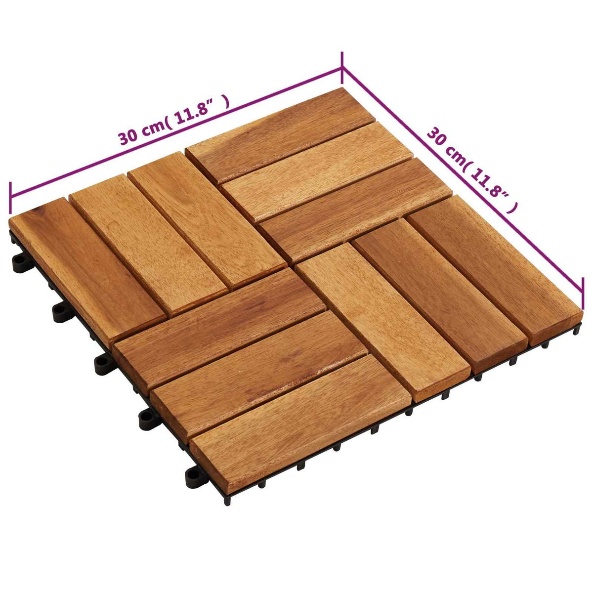 Pločice za decking 20 pcs Smeđa 30 x 30 cm Acacijsko drvo