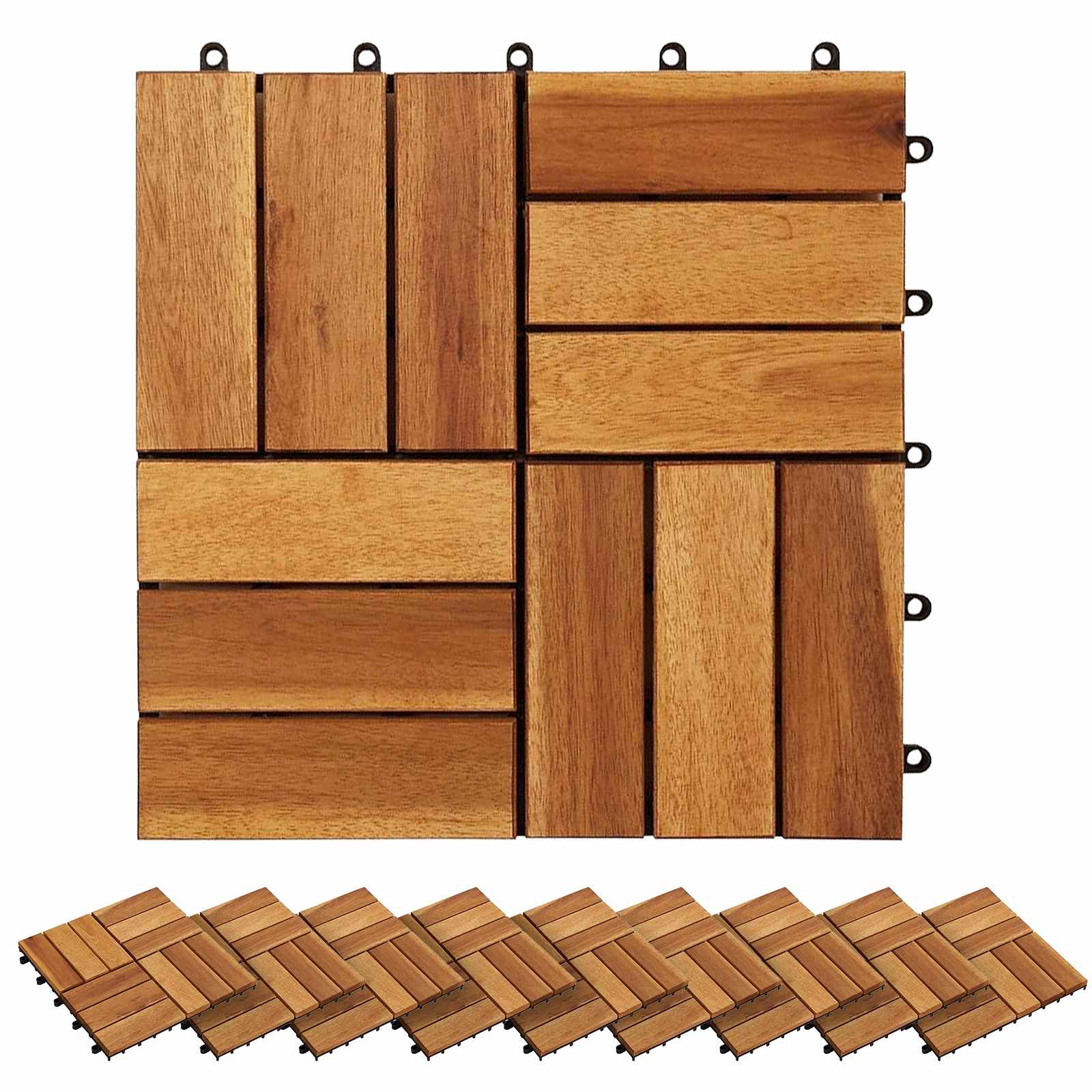 Pločice za decking 30 pcs Smeđa 30 x 30 cm Acacijsko drvo