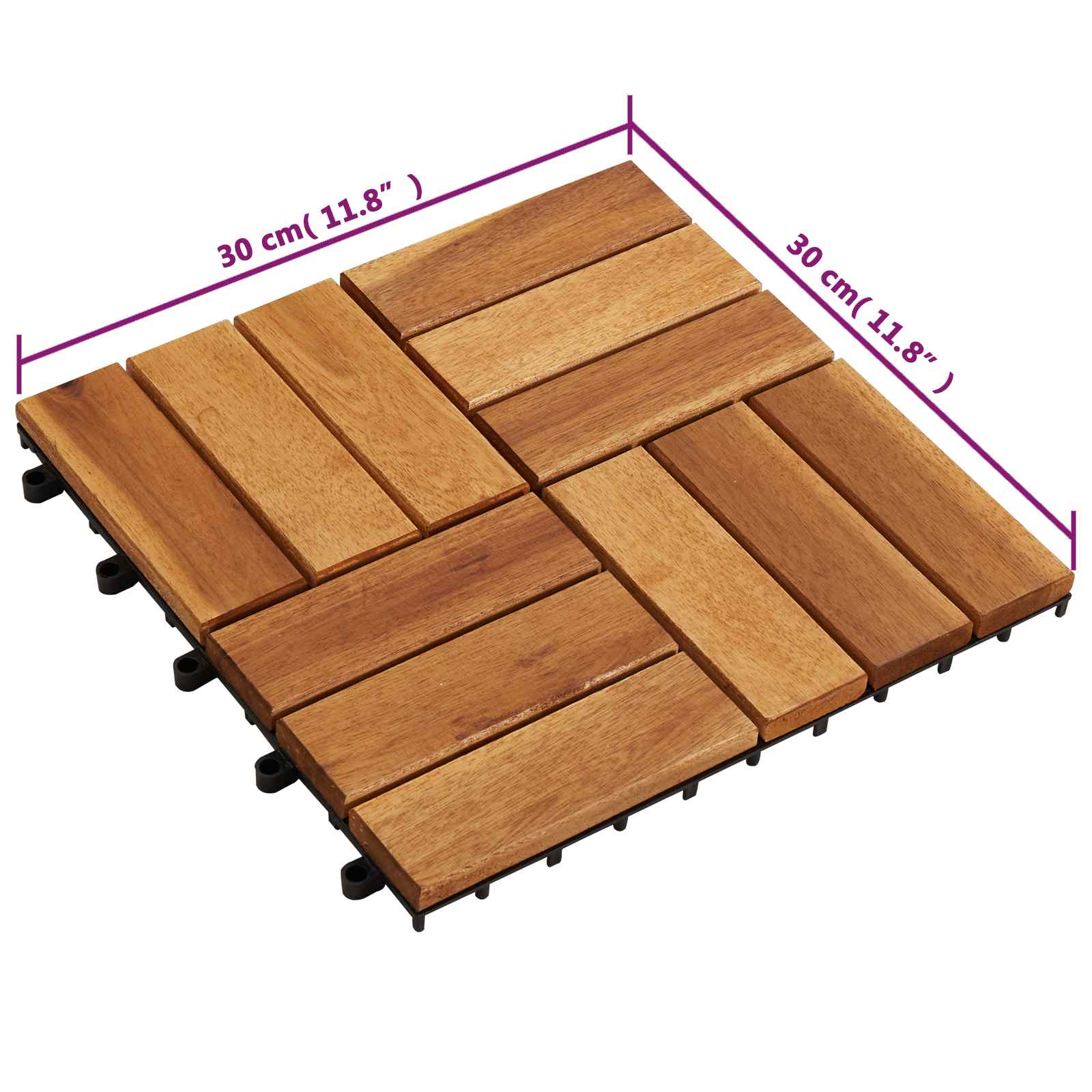 Pločice za decking 30 pcs Smeđa 30 x 30 cm Acacijsko drvo