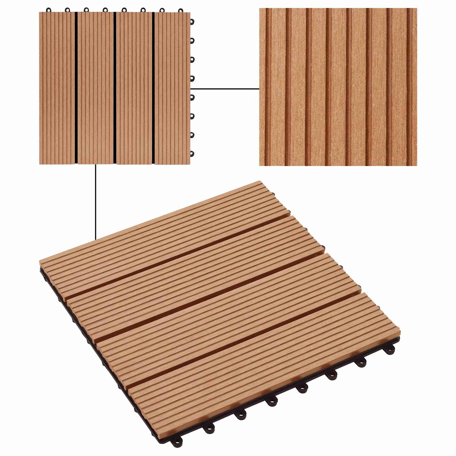 Pločice za decking 22 pcs Tikovina 30 x 30 cm