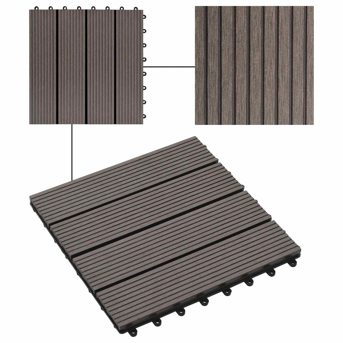 Pločice za decking 22 pcs Tamno smeđa 30 x 30 cm