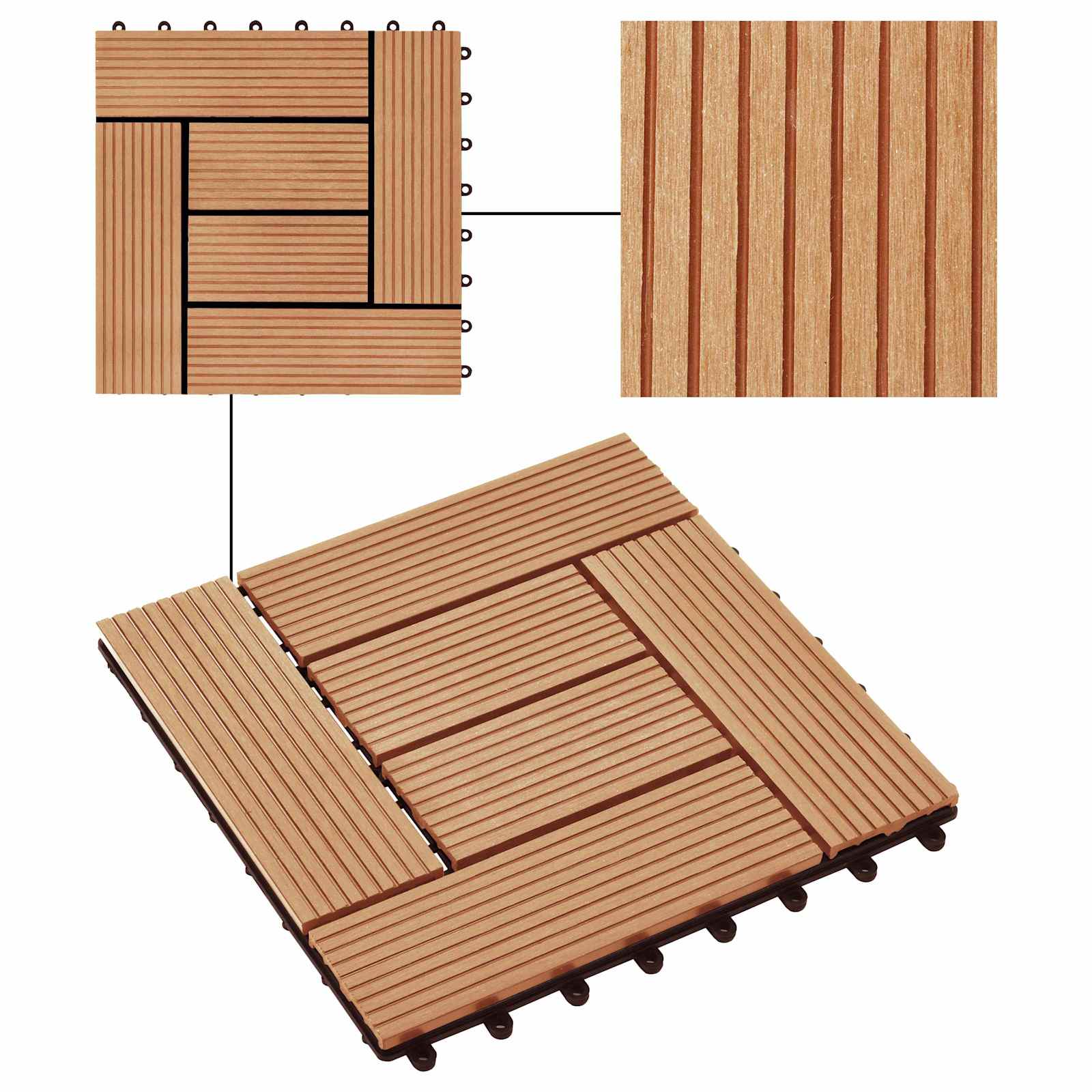Pločice za decking 22 pcs Tikovina 30 x 30 cm