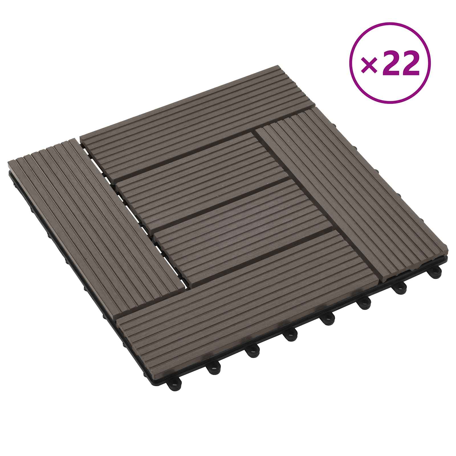 Pločice za decking 22 pcs Tamno smeđa 30 x 30 cm