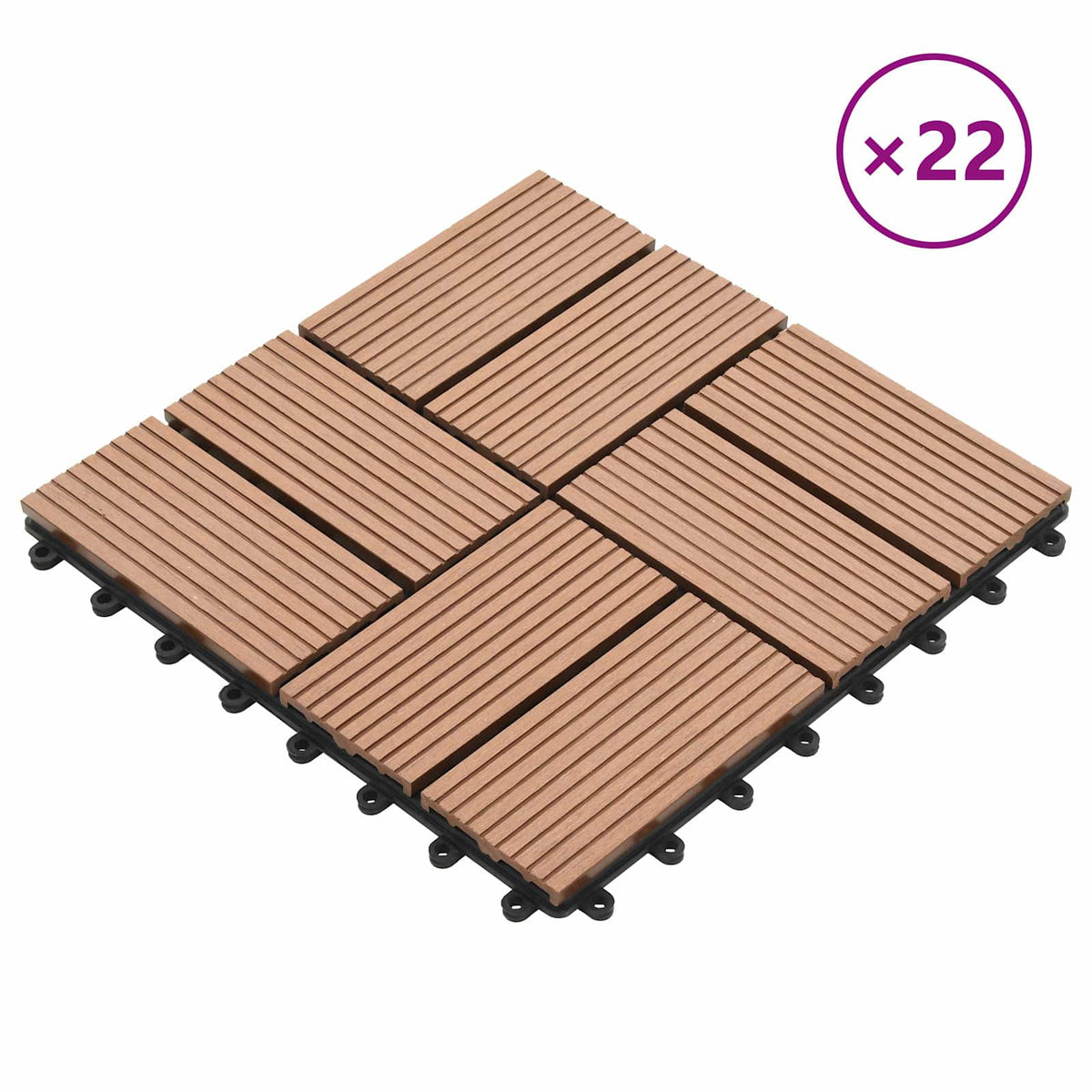 Pločice za decking 22 pcs Smeđa 30 x 30 cm Drvoplastična smjesa