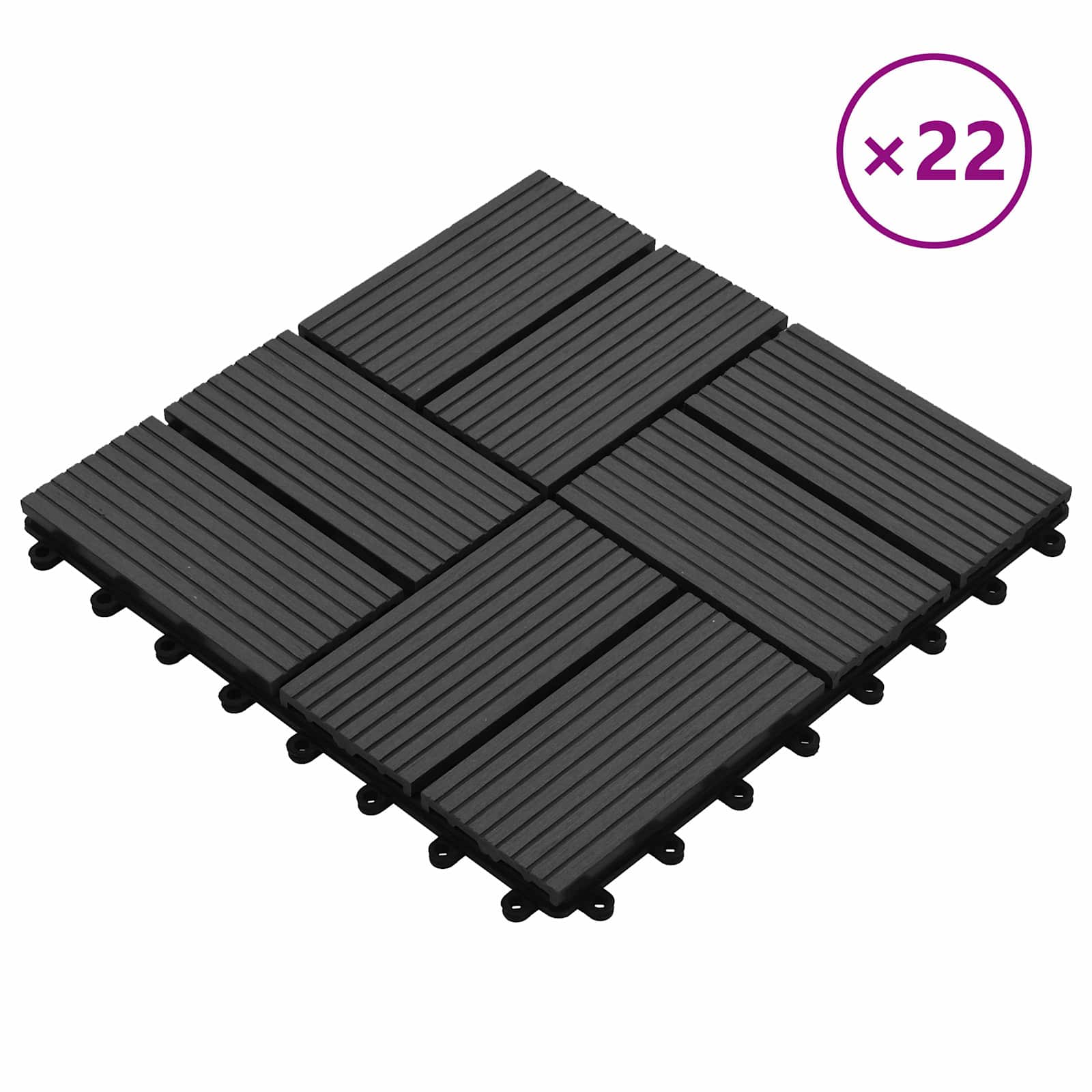 Pločice za decking 22 pcs Crna 30 x 30 cm Drvoplastična smjesa