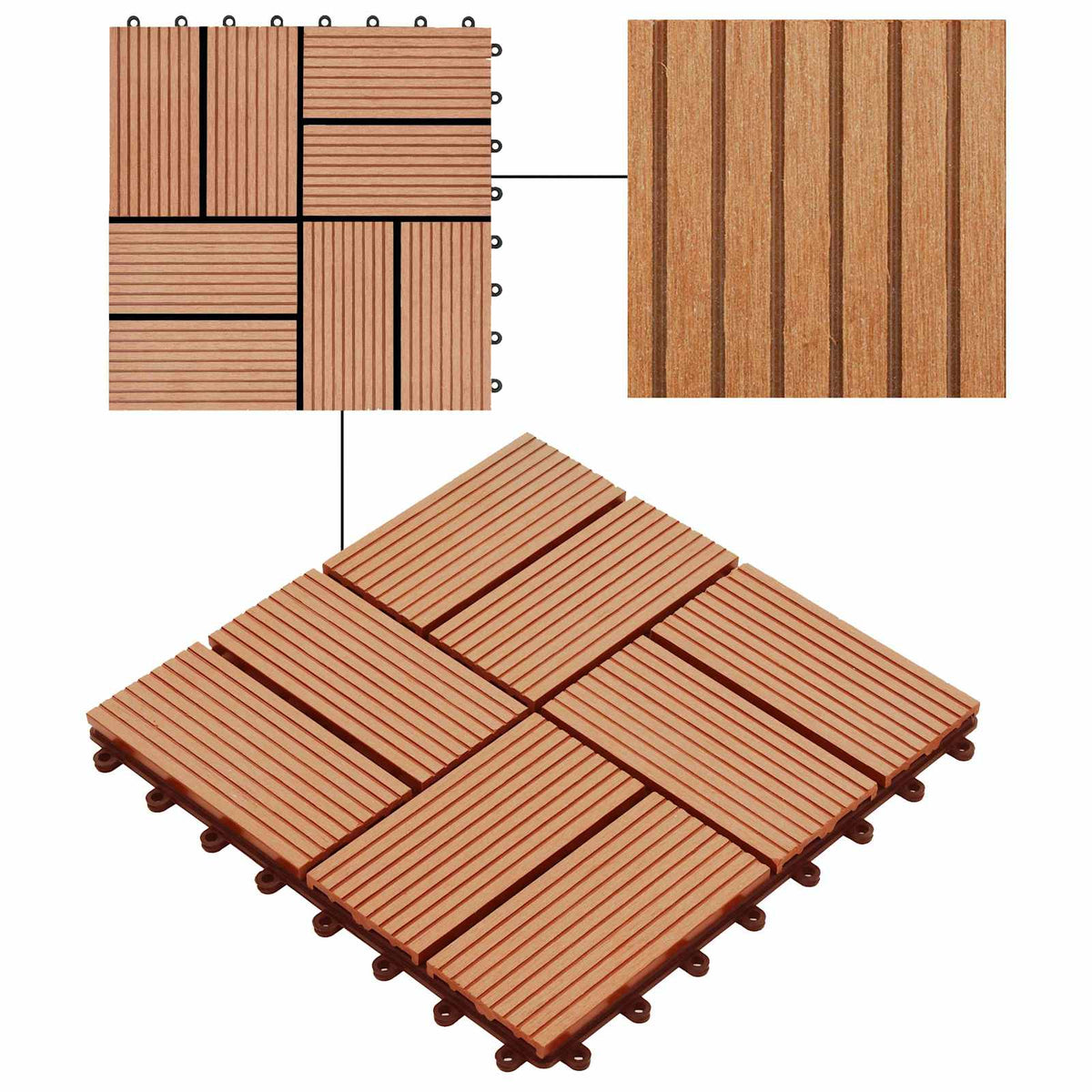 Pločice za decking 22 pcs Tikovina 30 x 30 cm