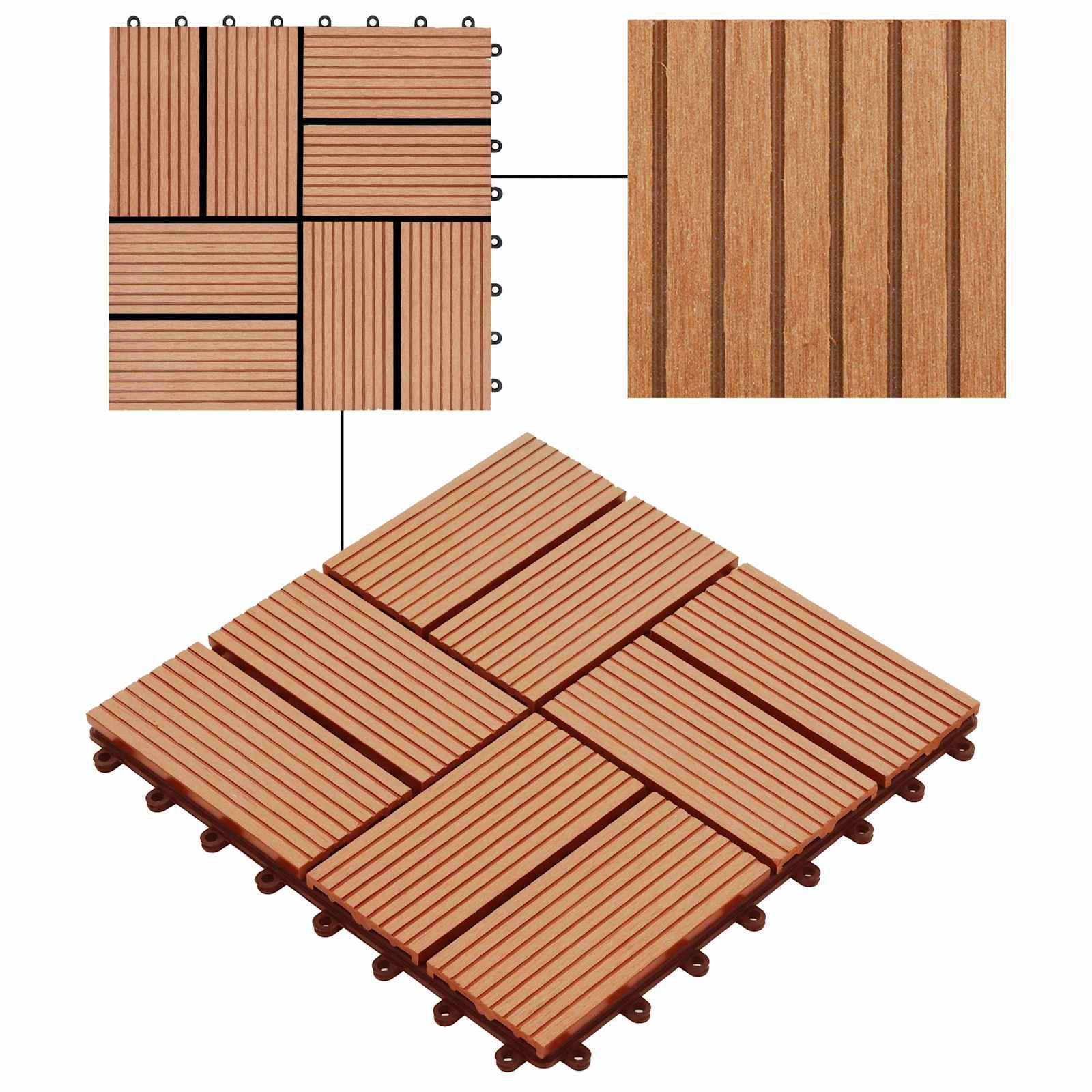 Pločice za decking 22 pcs Tikovina 30 x 30 cm