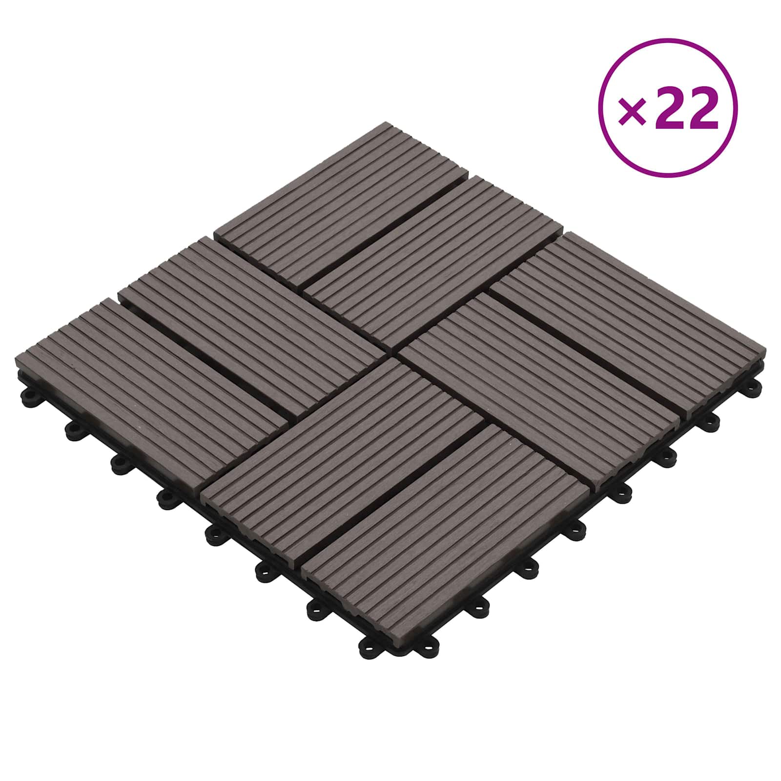 Pločice za decking 22 pcs Tamno smeđa 30 x 30 cm
