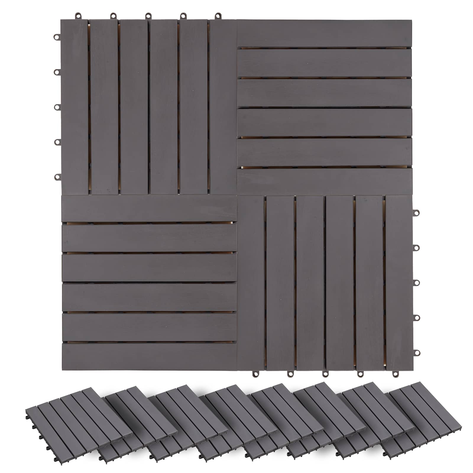Pločice za decking 20 pcs Siva 30 x 30 cm Acacijsko drvo