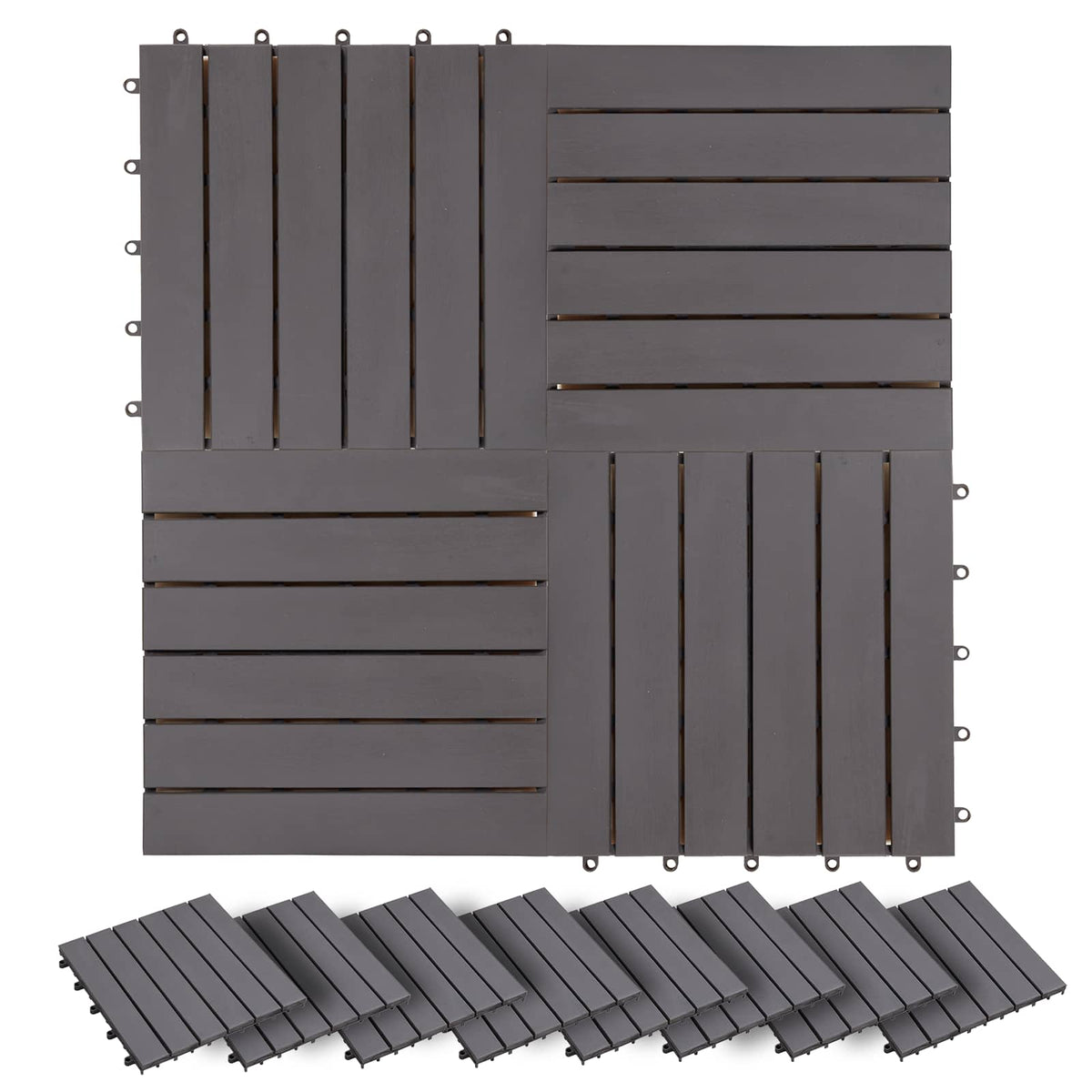 Pločice za decking 20 pcs Siva 30 x 30 cm Acacijsko drvo