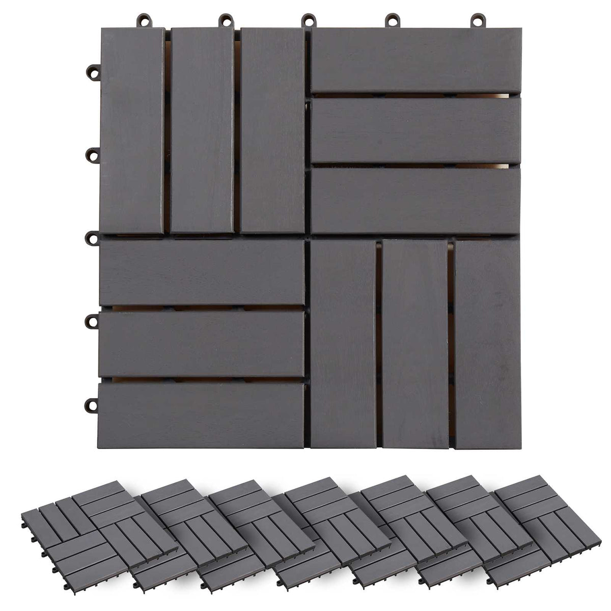 Pločice za decking 20 pcs Siva 30 x 30 cm Acacijsko drvo