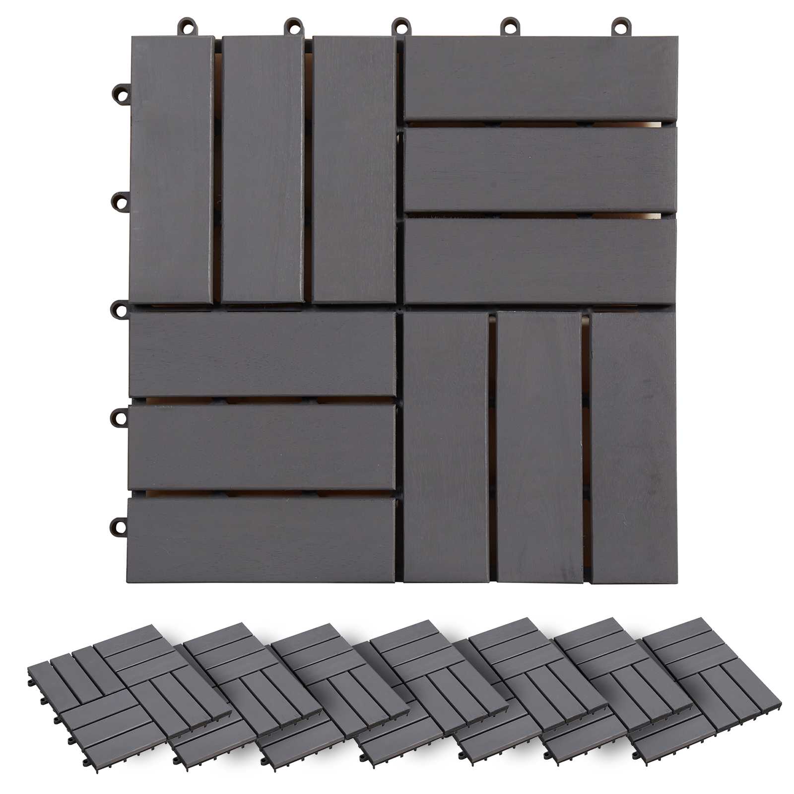 Pločice za decking 30 pcs Siva 30 x 30 cm Acacijsko drvo