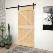 Klizna vrata 90 x 210 cm Masivna borovina Prirodna i crna