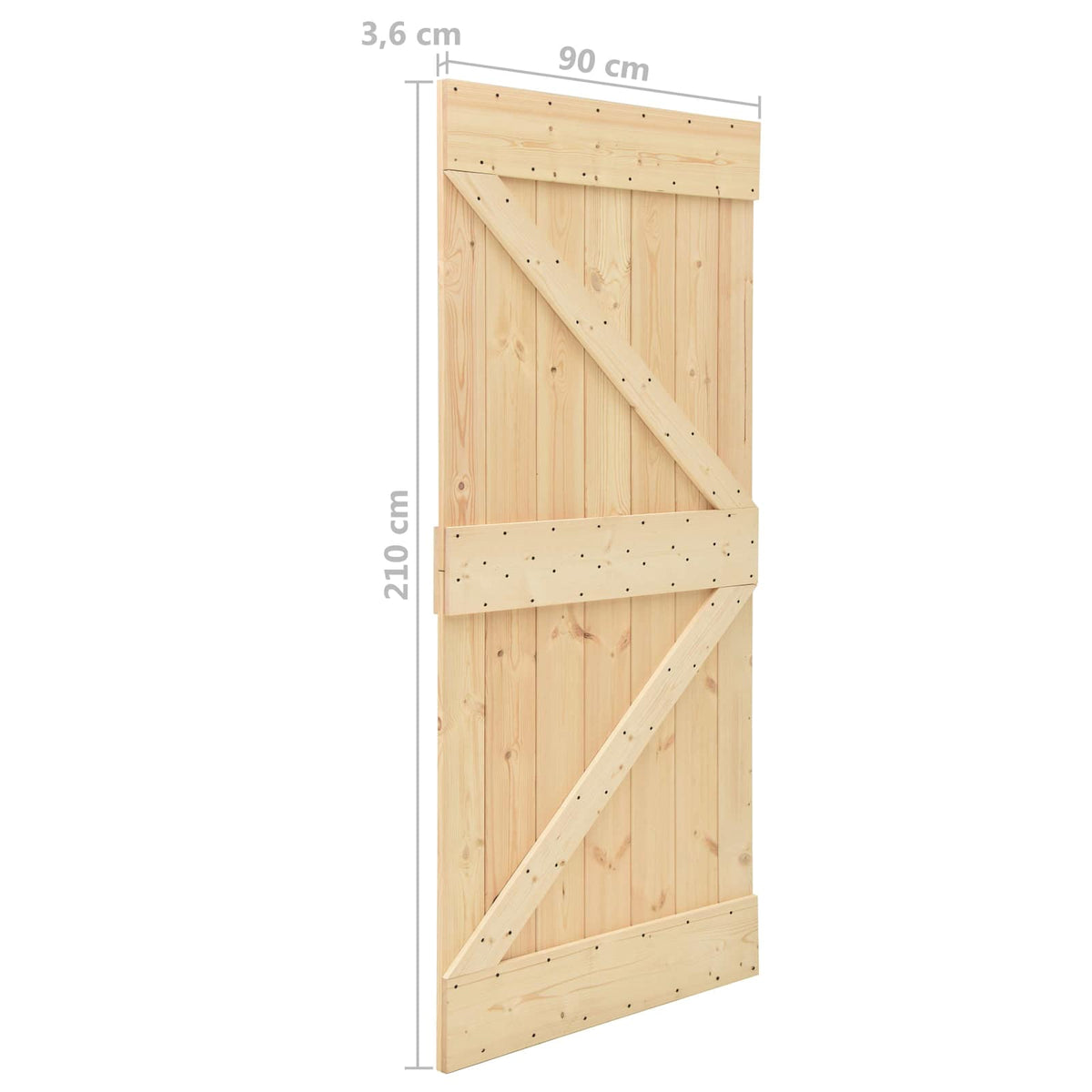 Klizna vrata 90 x 210 cm Masivna borovina Prirodna i crna