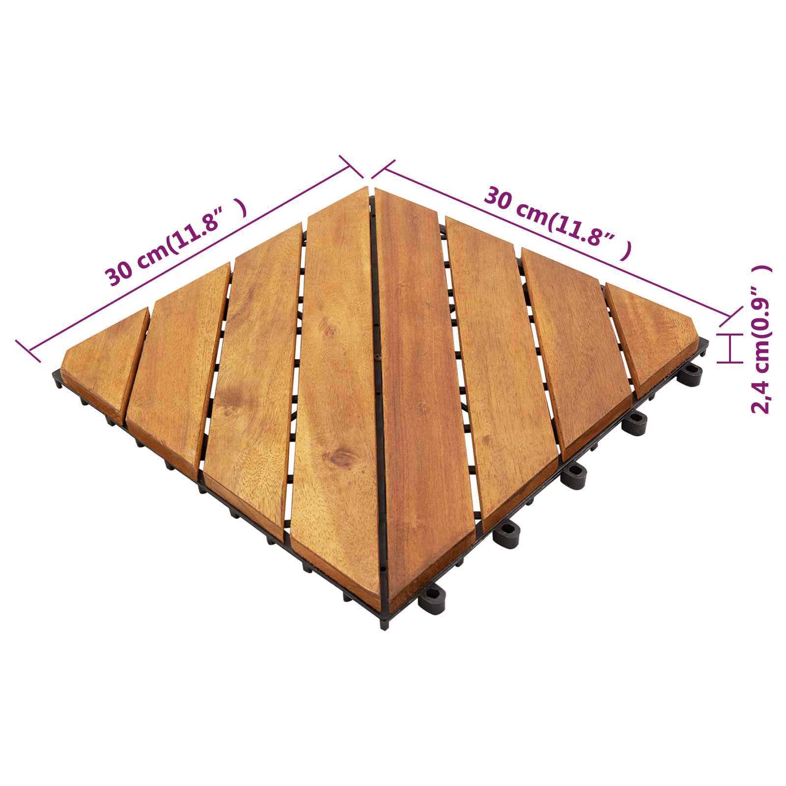 Pločice za decking 20 pcs Smeđa 30 x 30 cm Acacijsko drvo