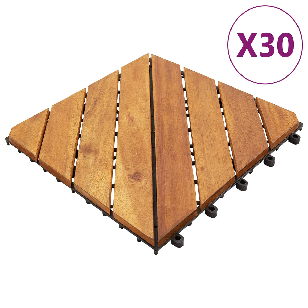 Pločice za decking 30 pcs Smeđa 30 x 30 cm Acacijsko drvo