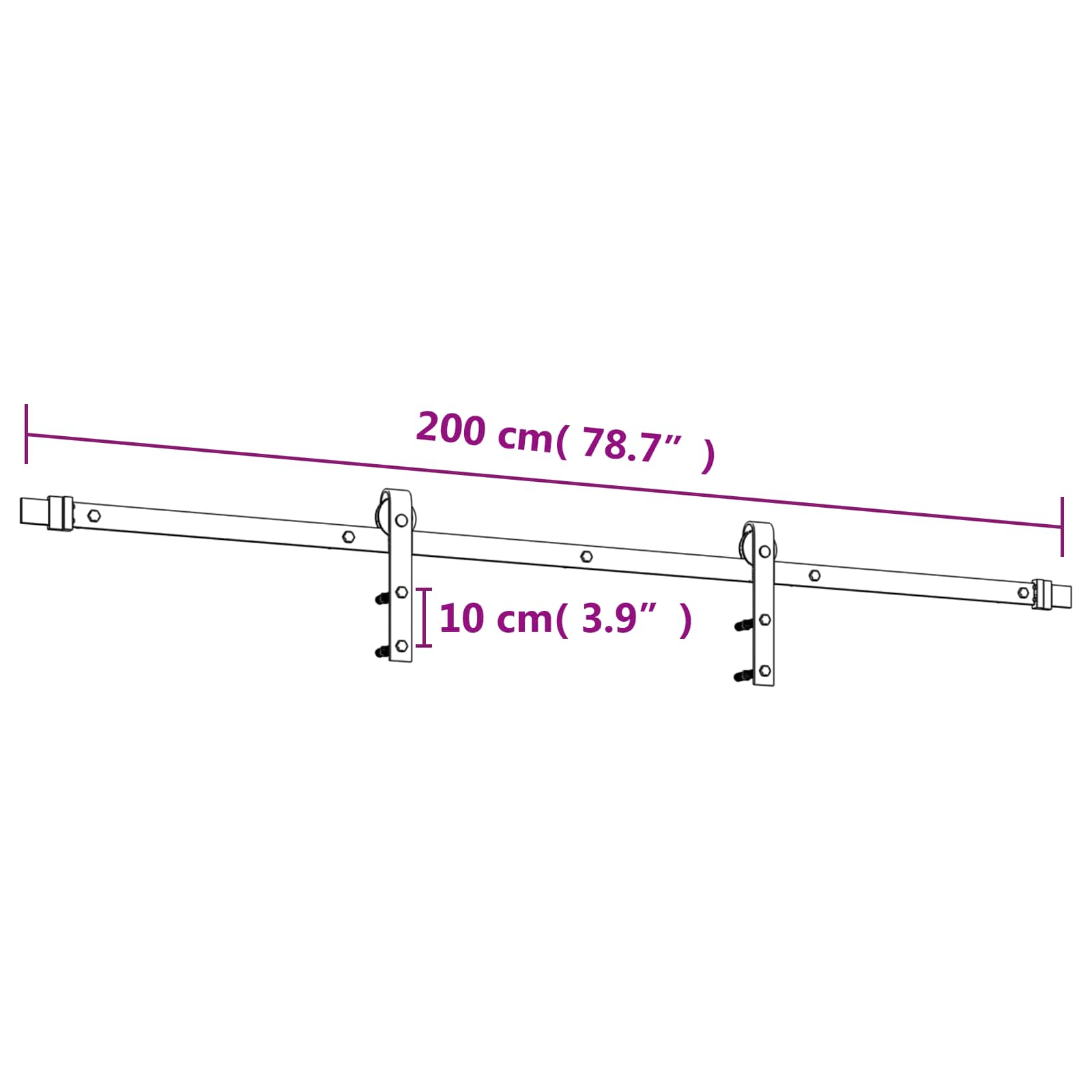 Klizna vrata Prirodna i crna 70 x 210 cm Čvrsta borovina